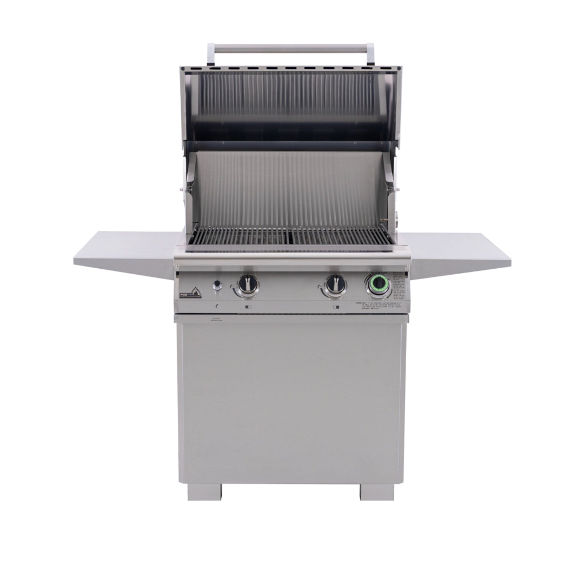 PGS S27T grill pedestal cart with stainless doors and folding side shelves