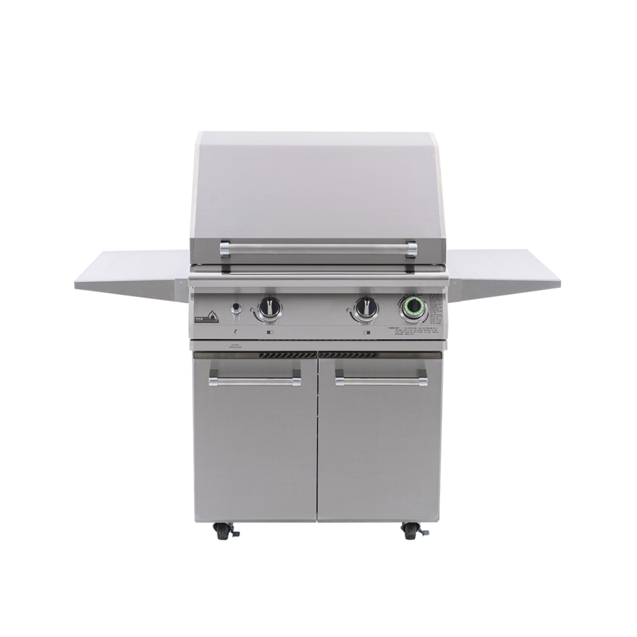 PGS Legacy S27T portable grill cart with locking caster wheels and storage doors