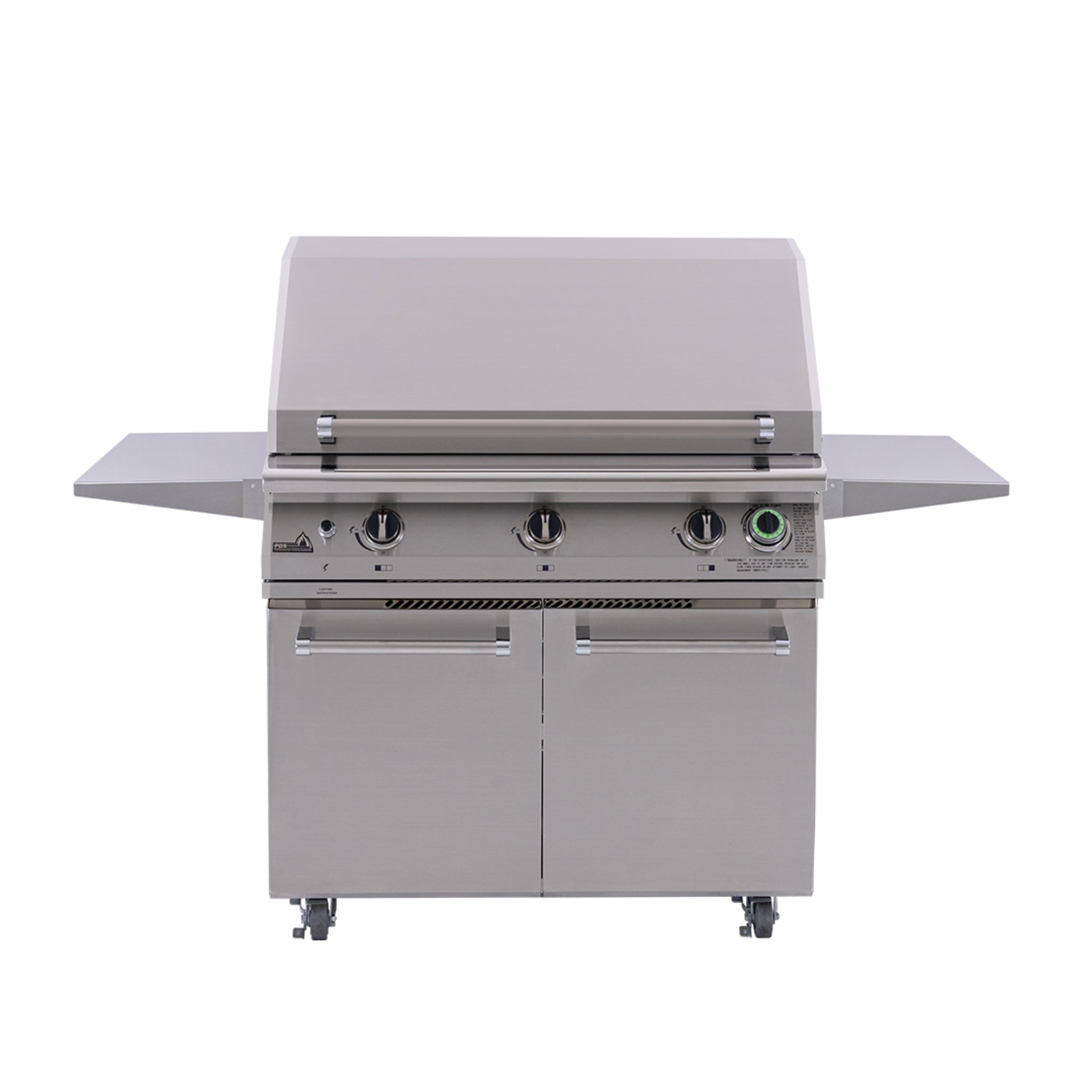 PGS S36T grill cart with stainless doors and folding side shelves