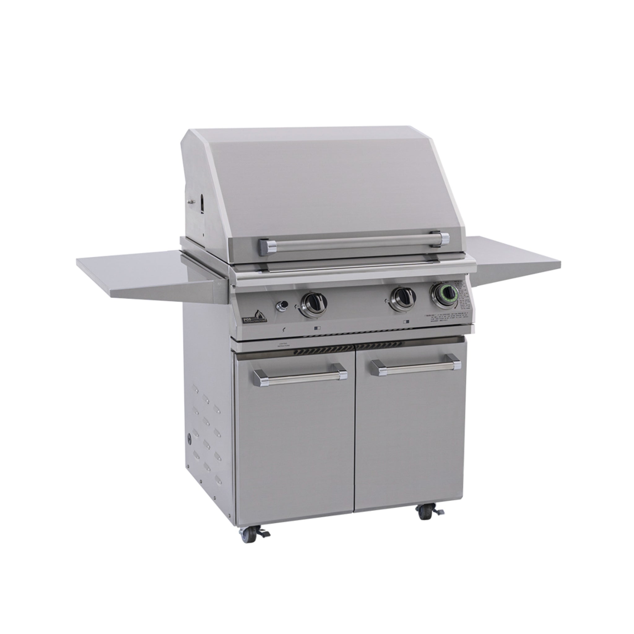 PGS S27T grill cart with stainless doors and folding side shelves