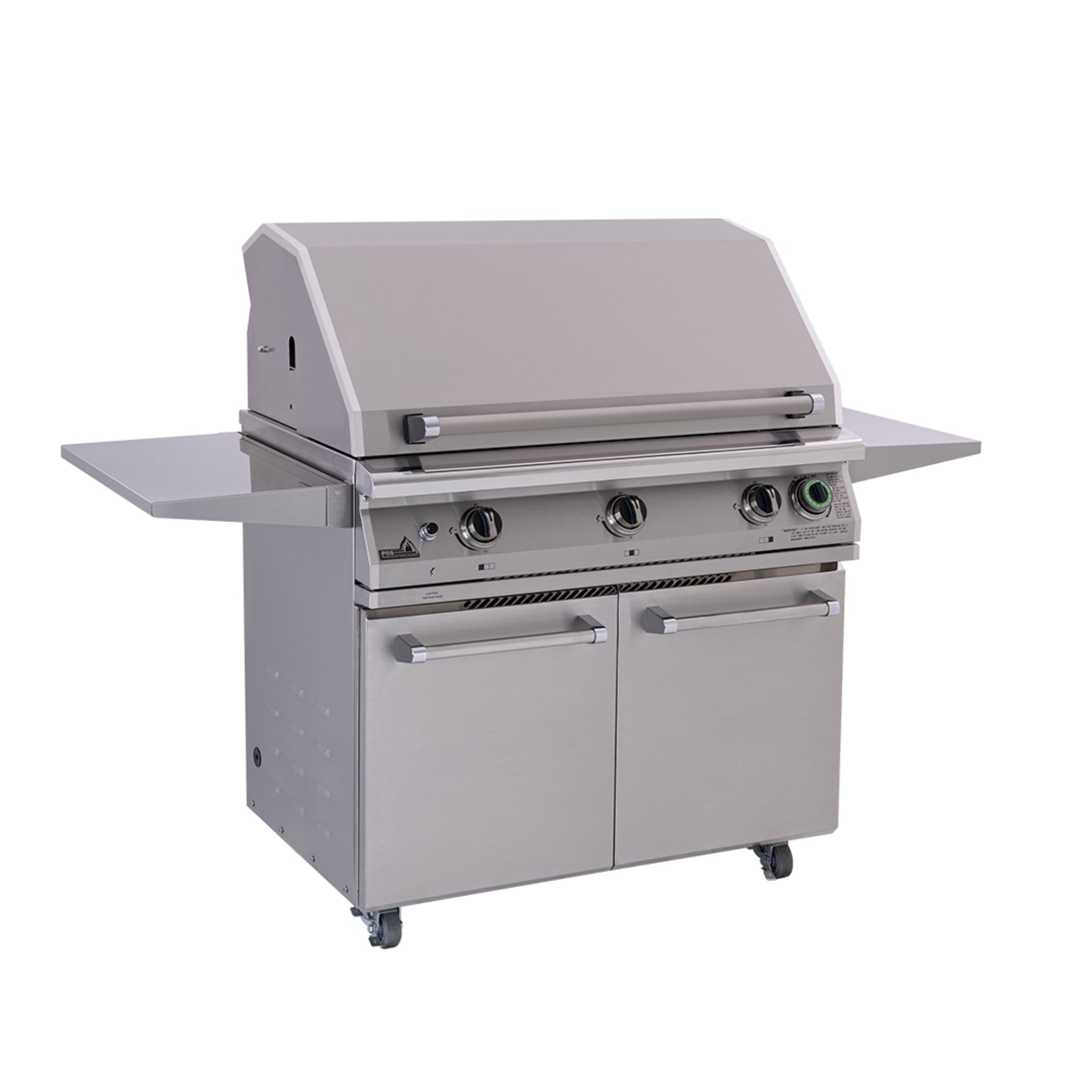 PGS Legacy S36T portable grill cart with locking caster wheels