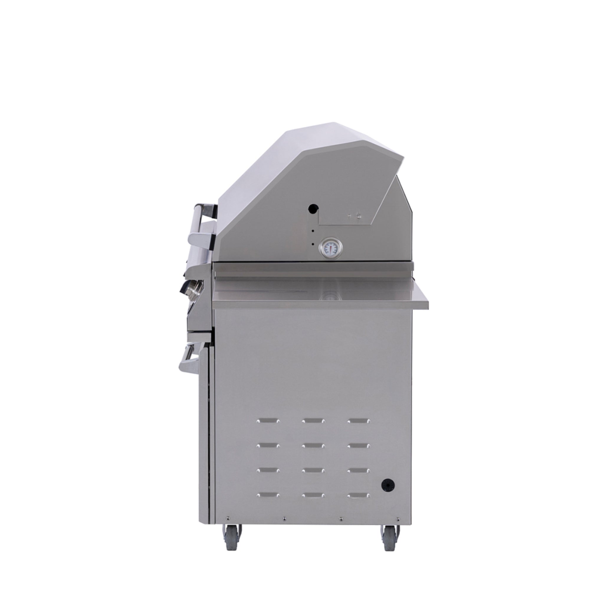 Side view of PGS Grill Cart for Pacifica 39" Grill