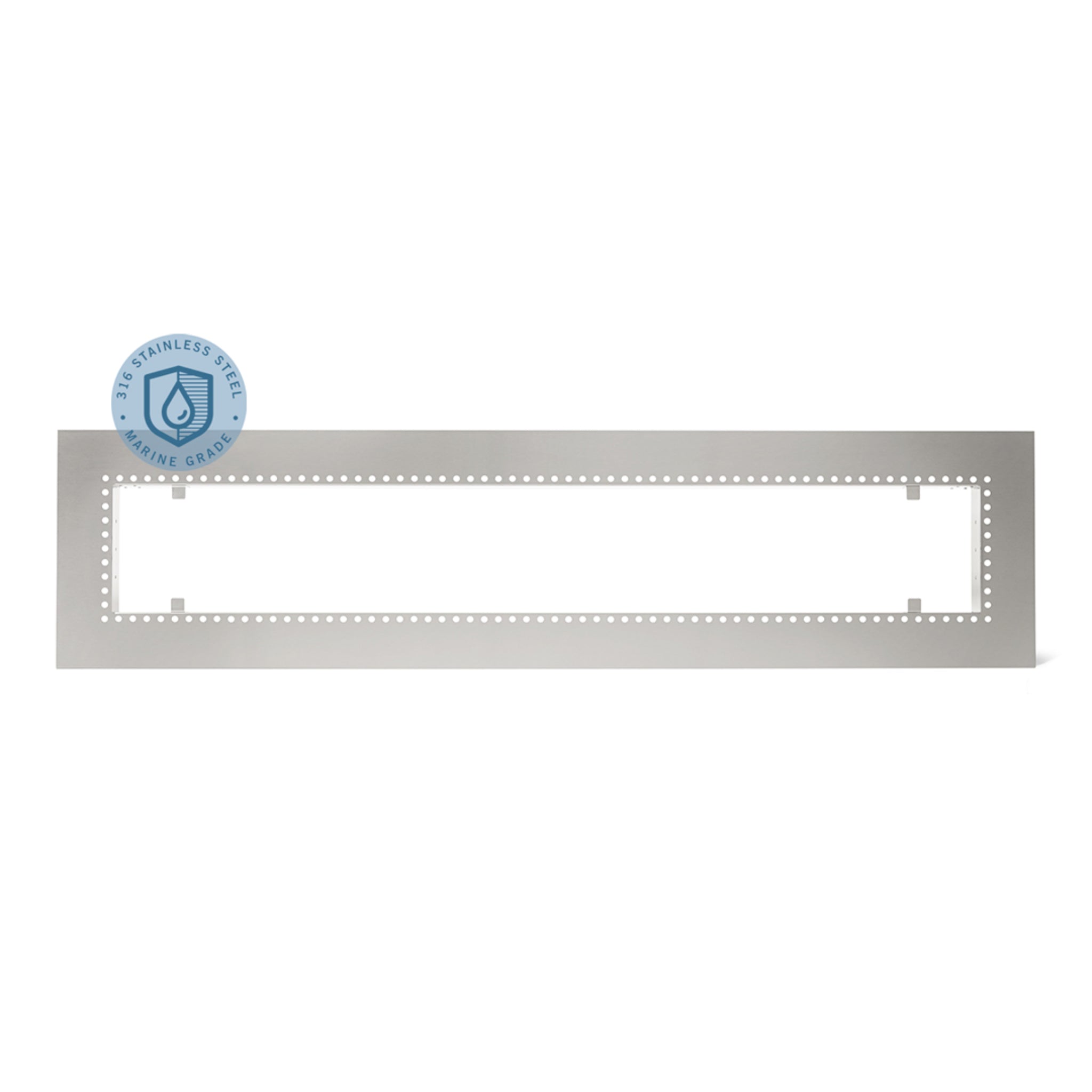 Stainless steel recessed ceiling frame for Infratech outdoor heater in marine grade stainless steel