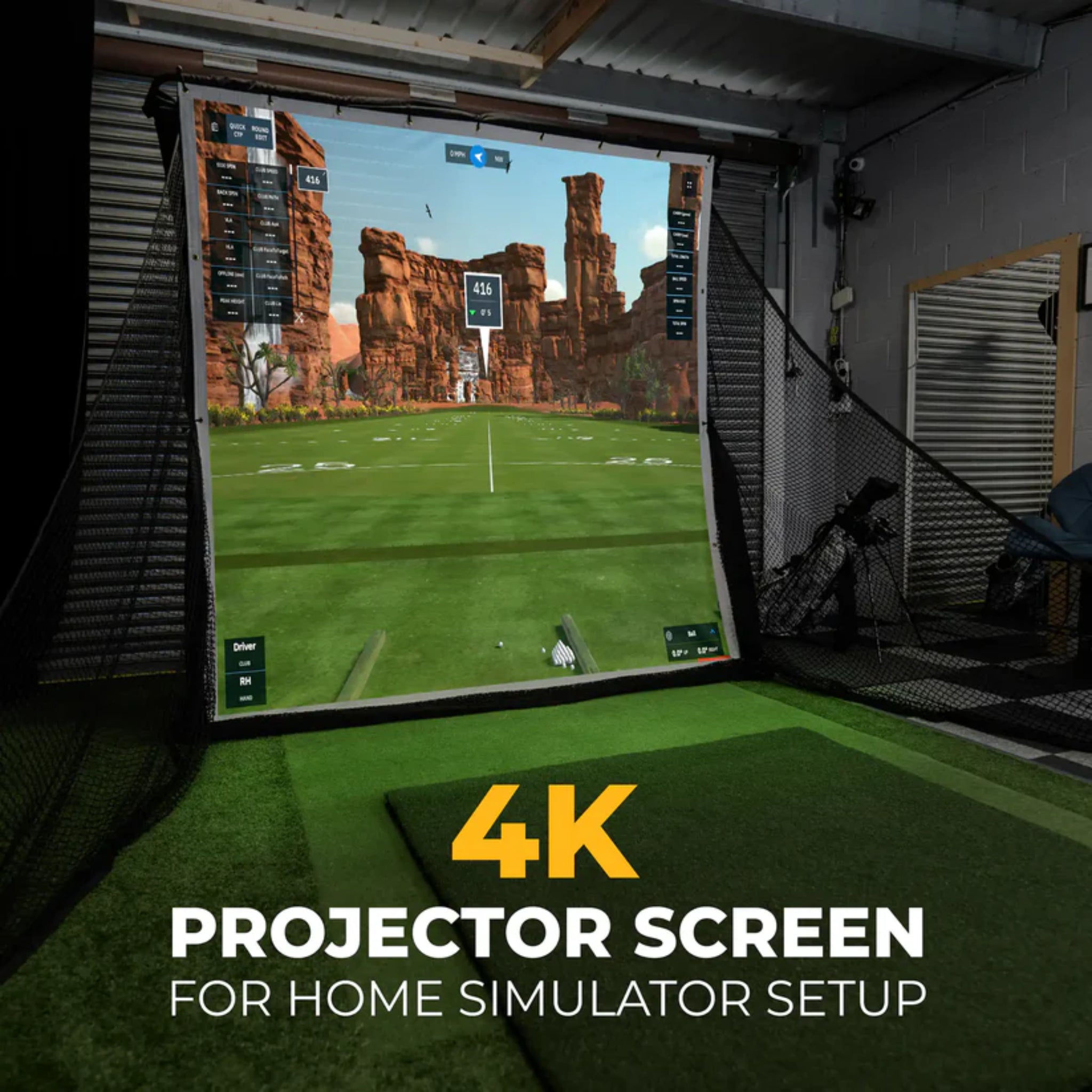 4K projector-compatible golf simulator impact screen for realistic home golf simulation