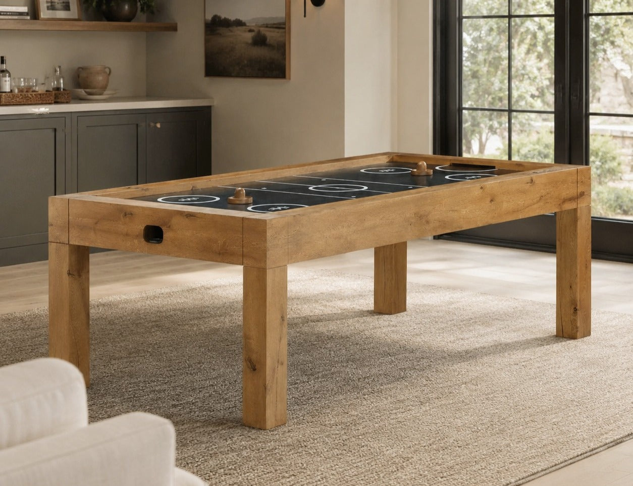Luxury game room featuring a premium air hockey table designed for family entertainment