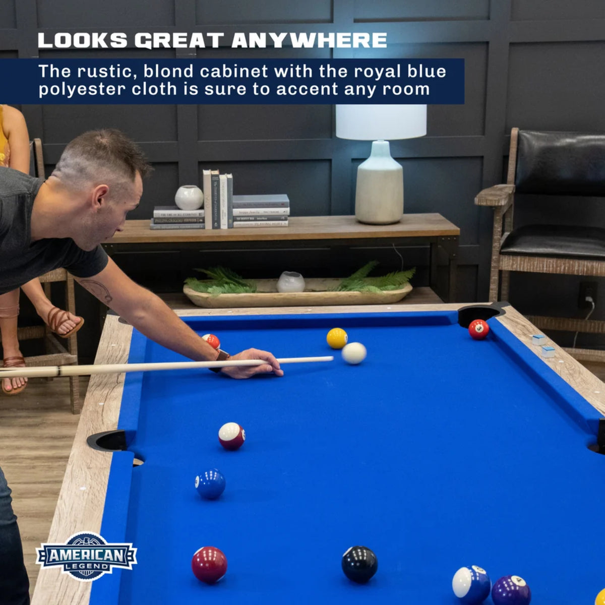 American Legend Kirkwood 84" Billiard Table with blue felt