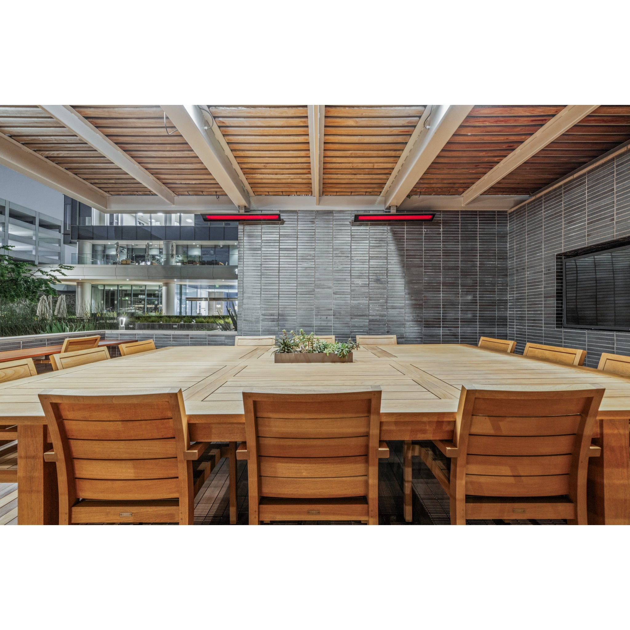 Bromic Platinum electric patio heater heating covered outdoor space