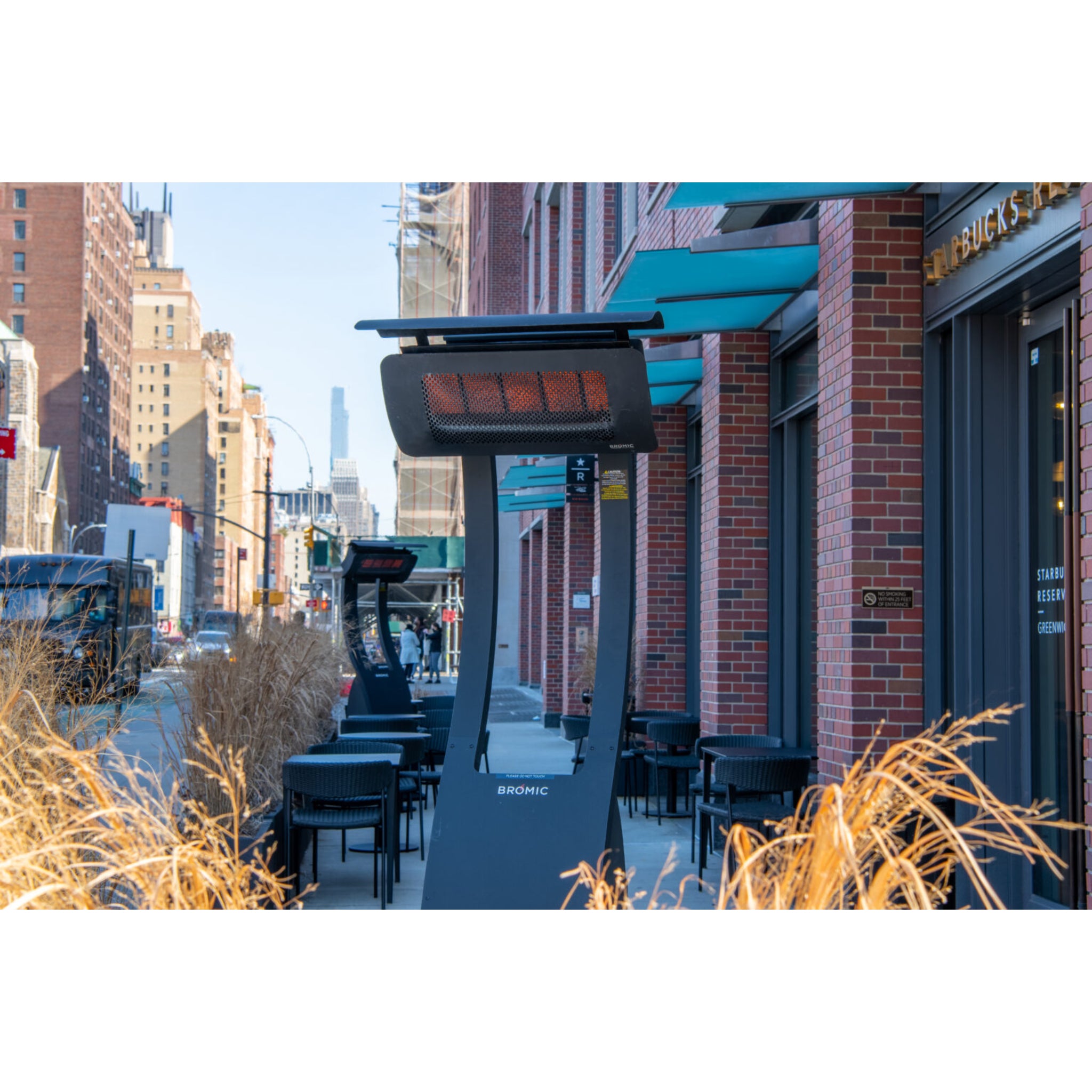 Bromic Tungsten Smart-Heat outdoor patio heater with wheeled base for easy mobility