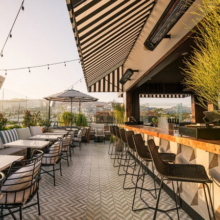 Bromic Tungsten outdoor heater on restaurant patio in Los Angeles