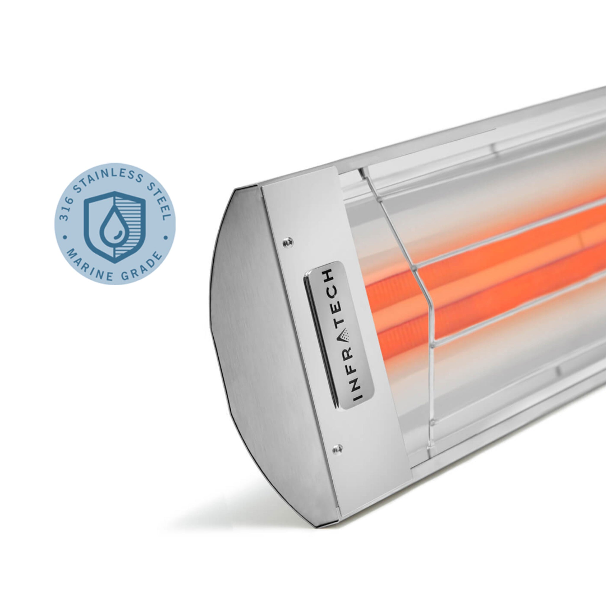 Infratech CD40 electric patio heater in marine grade stainless steel