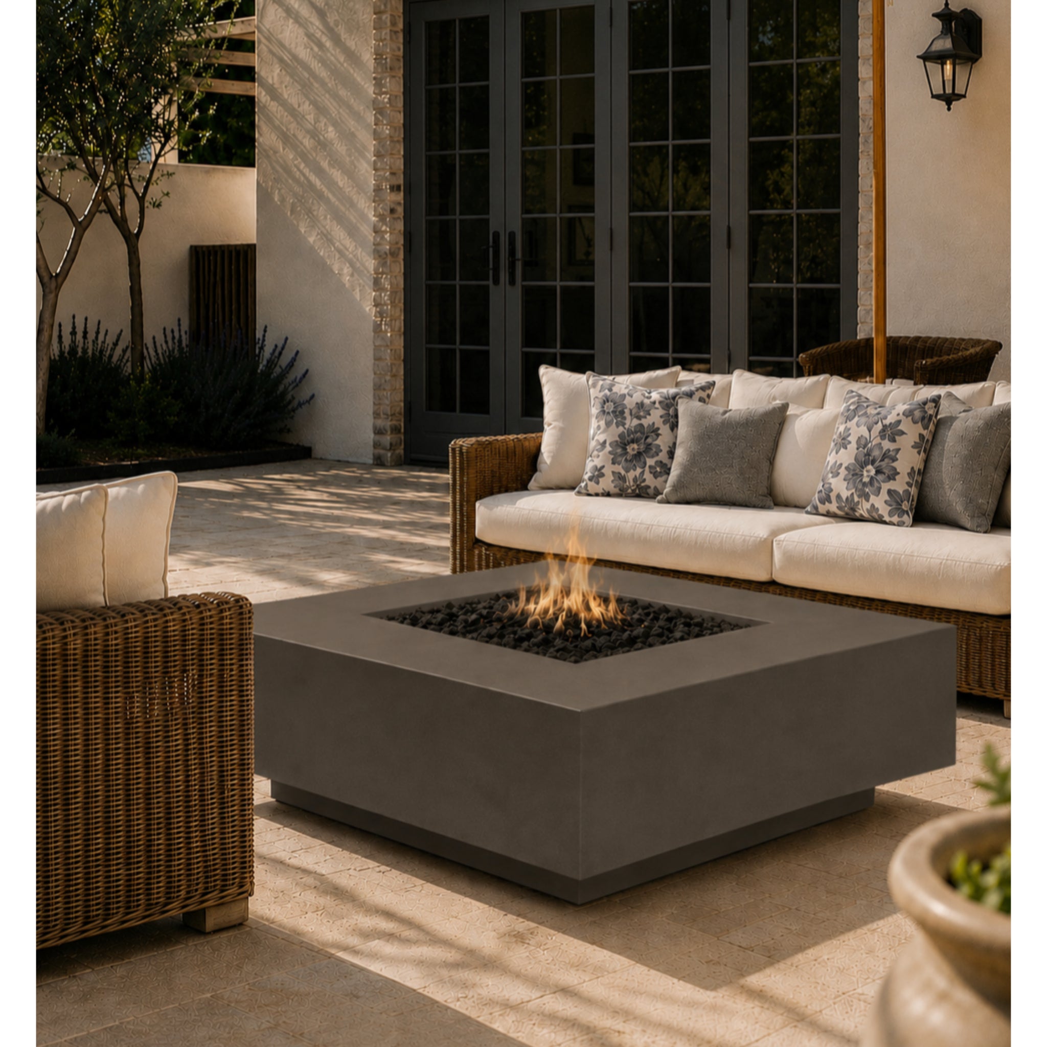 Cabo Square Fire Pit in Chestnut
