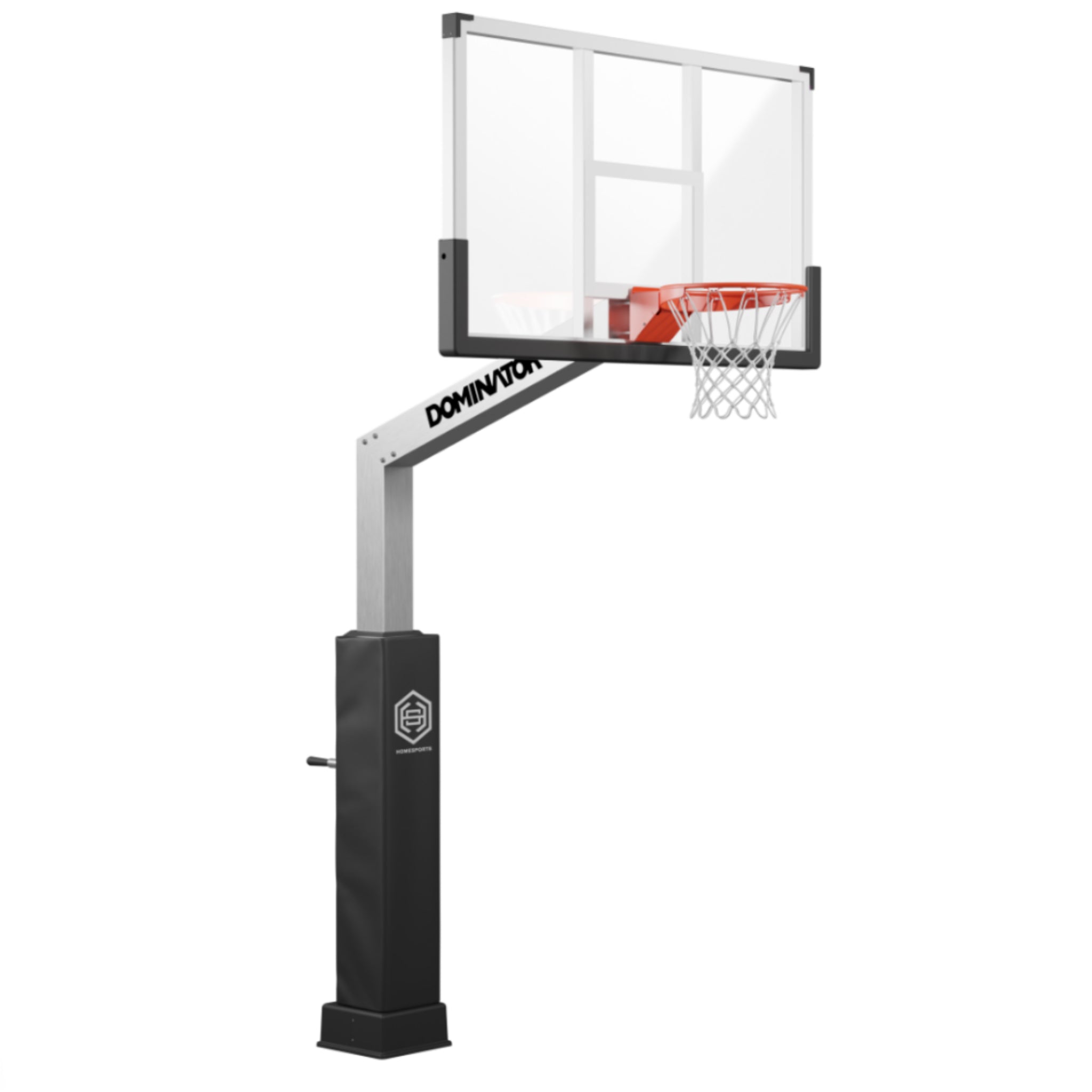 Dominator adjustable basketball hoop aluminum frame glass backboard