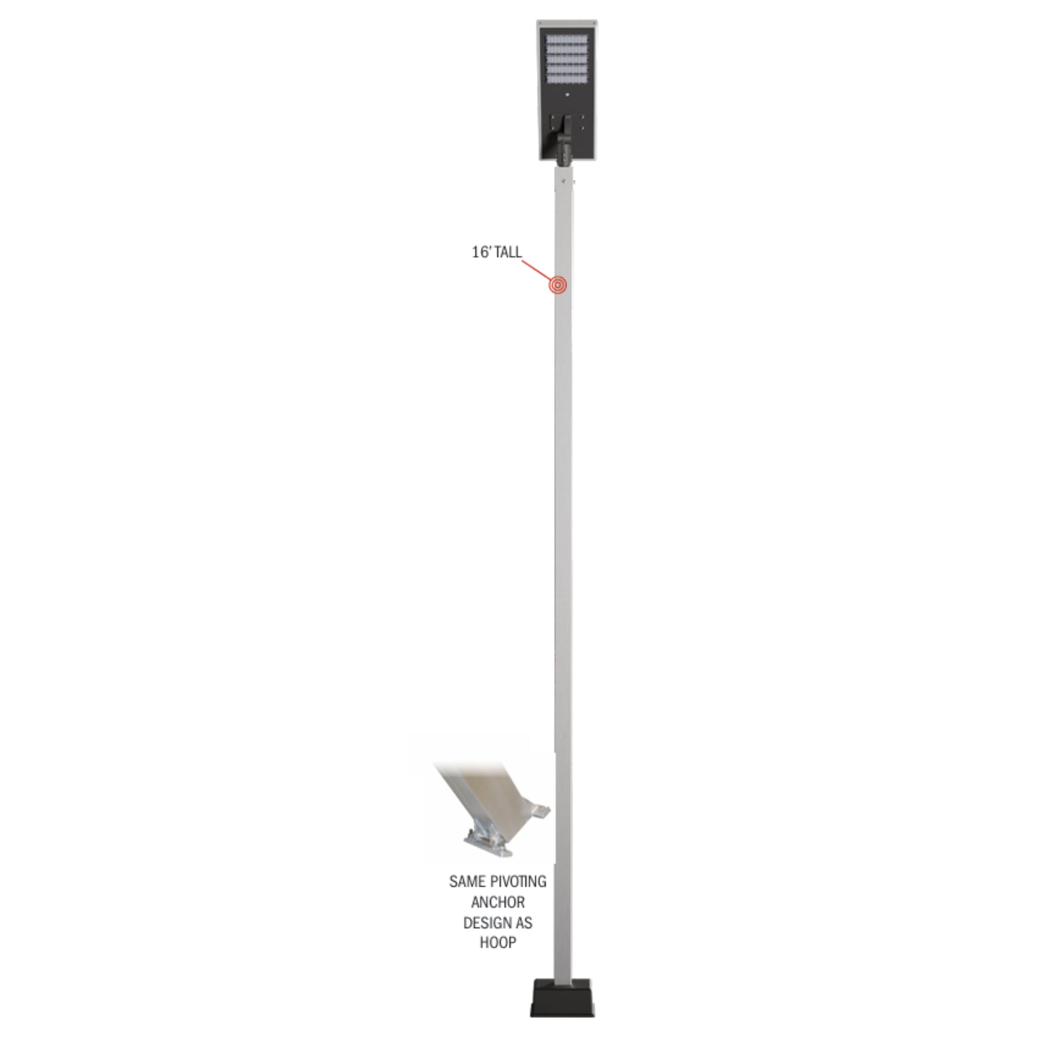 Dominator Basketball Sport Court Light Pole | Solar - Basketball Sport Court Lighting - Dominator