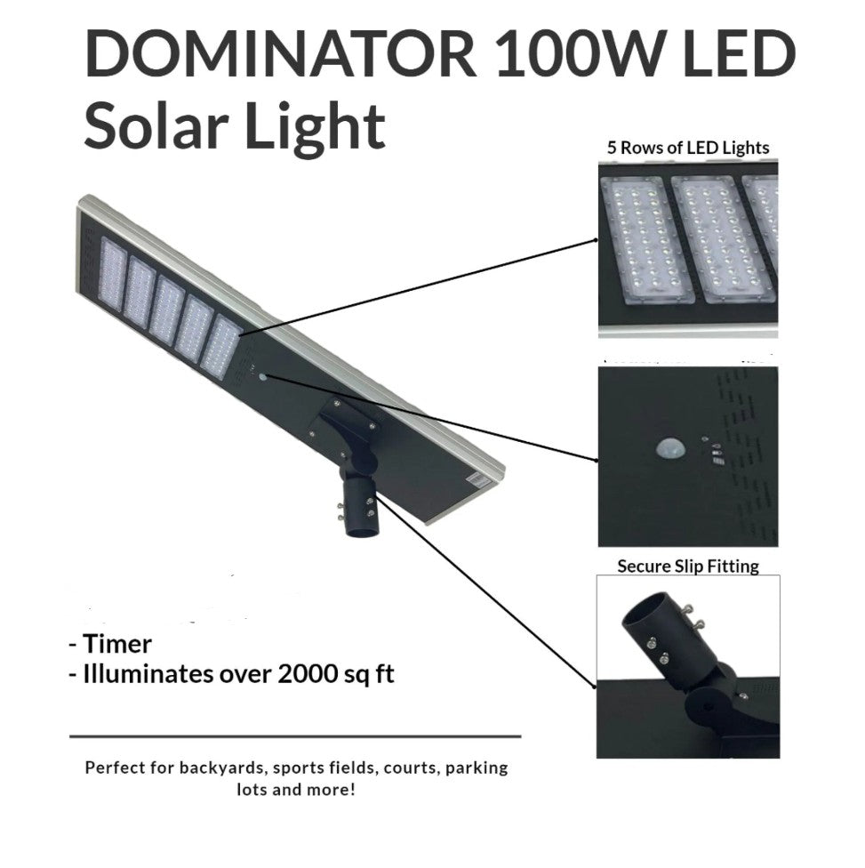 Dominator Basketball Sport Court Light Pole | Solar - Basketball Sport Court Lighting - Dominator