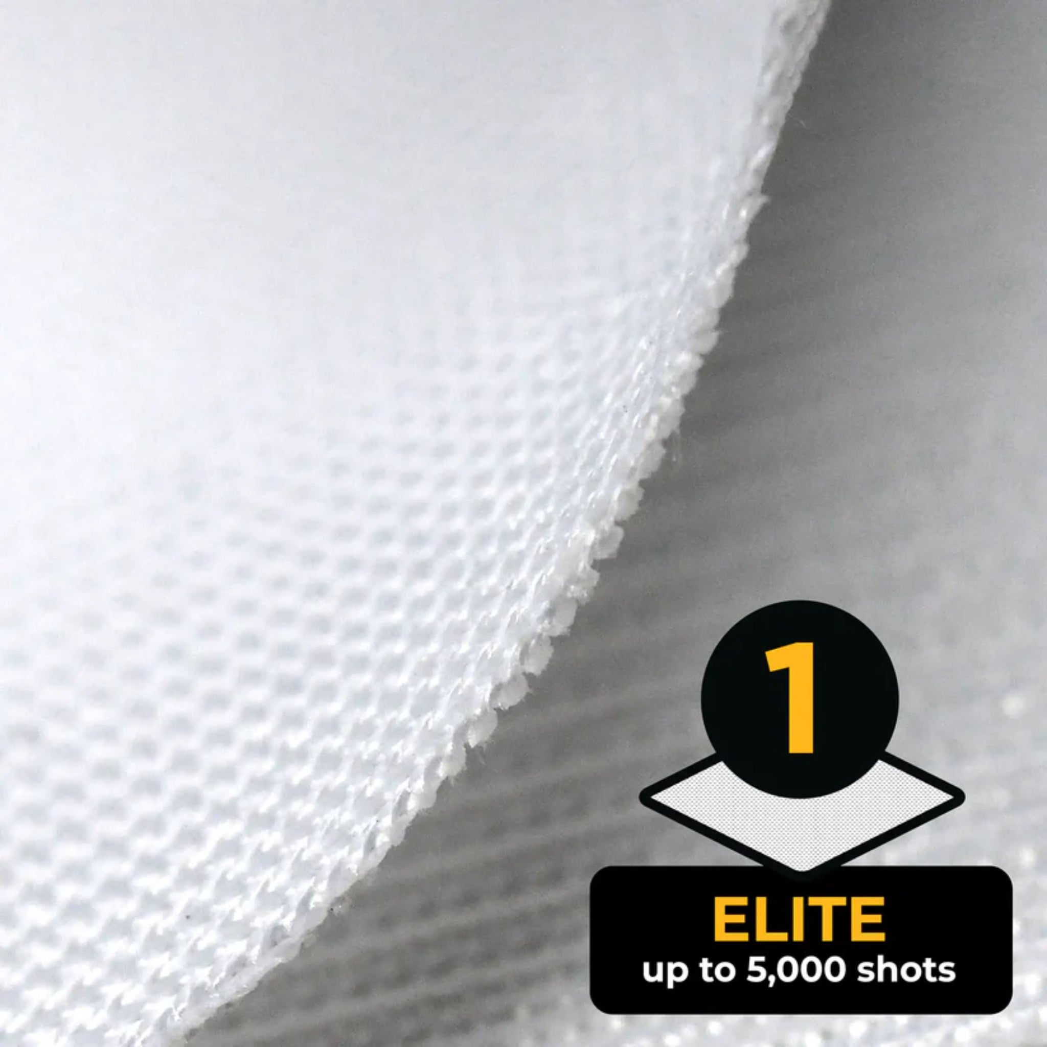 Close-up of SimSpace Elite impact screen engineered for golf simulator projection and repeated golf ball impacts