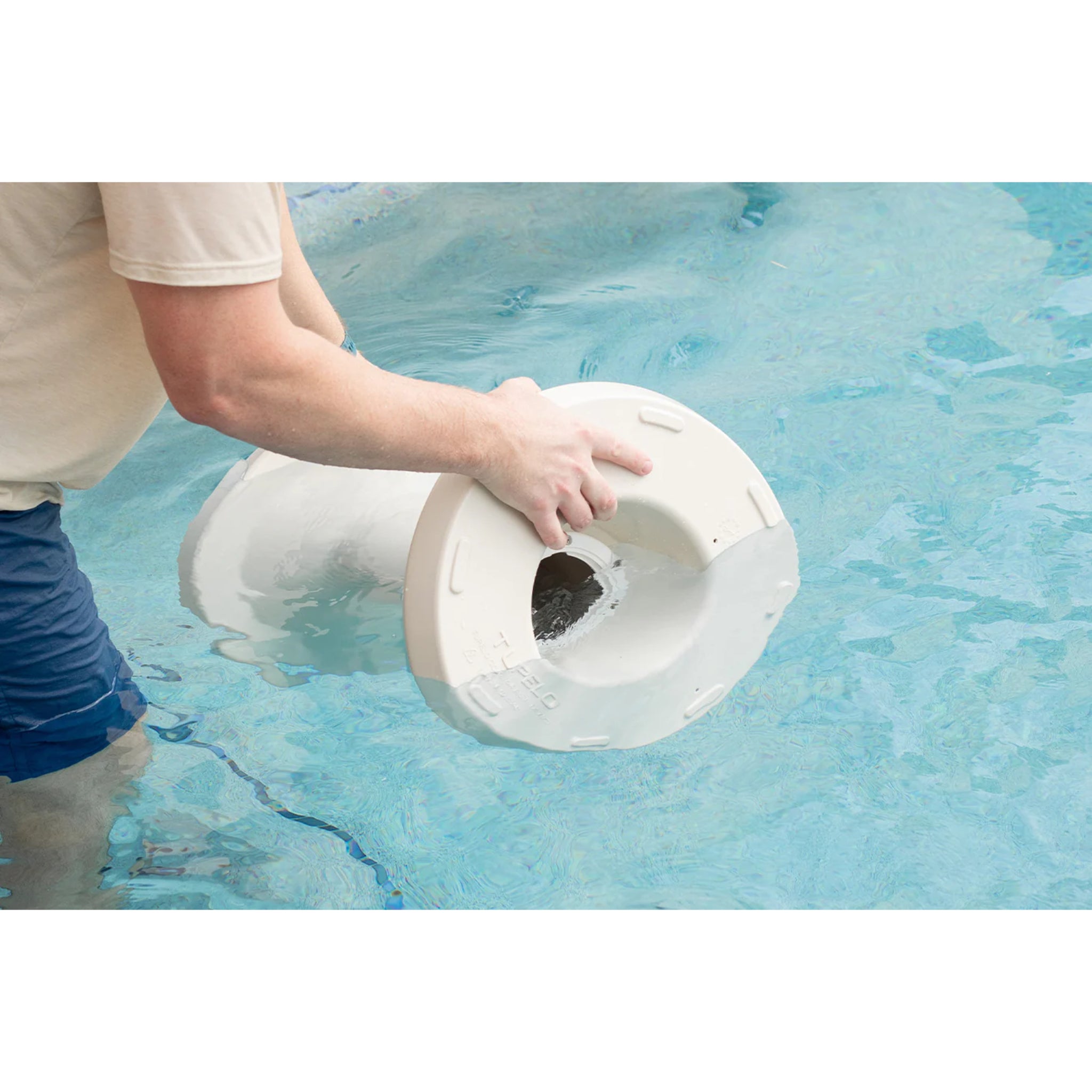 White in pool side table with easy fill system