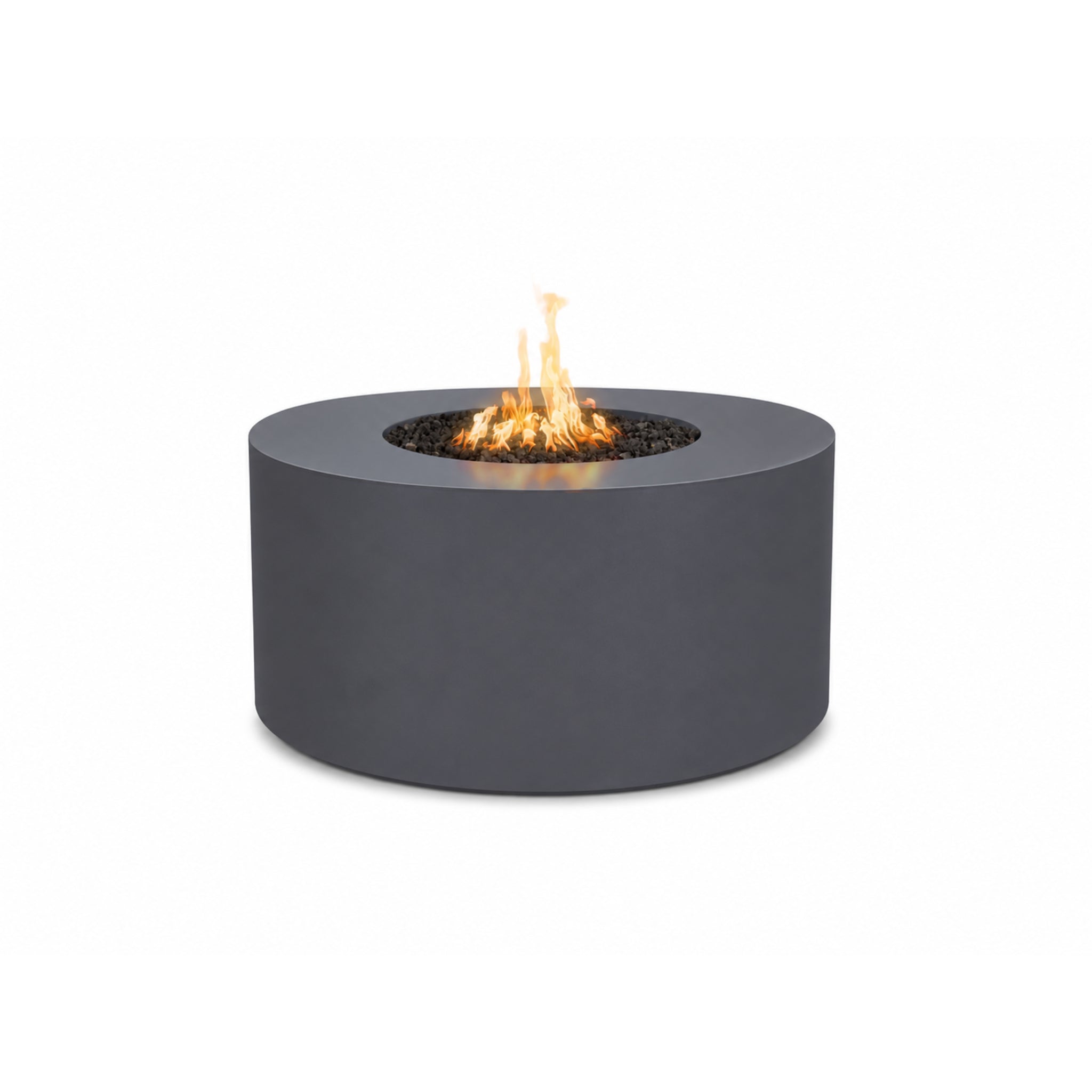 Unity Round Gas Fire Pit in Gray Metal 48" x 24"