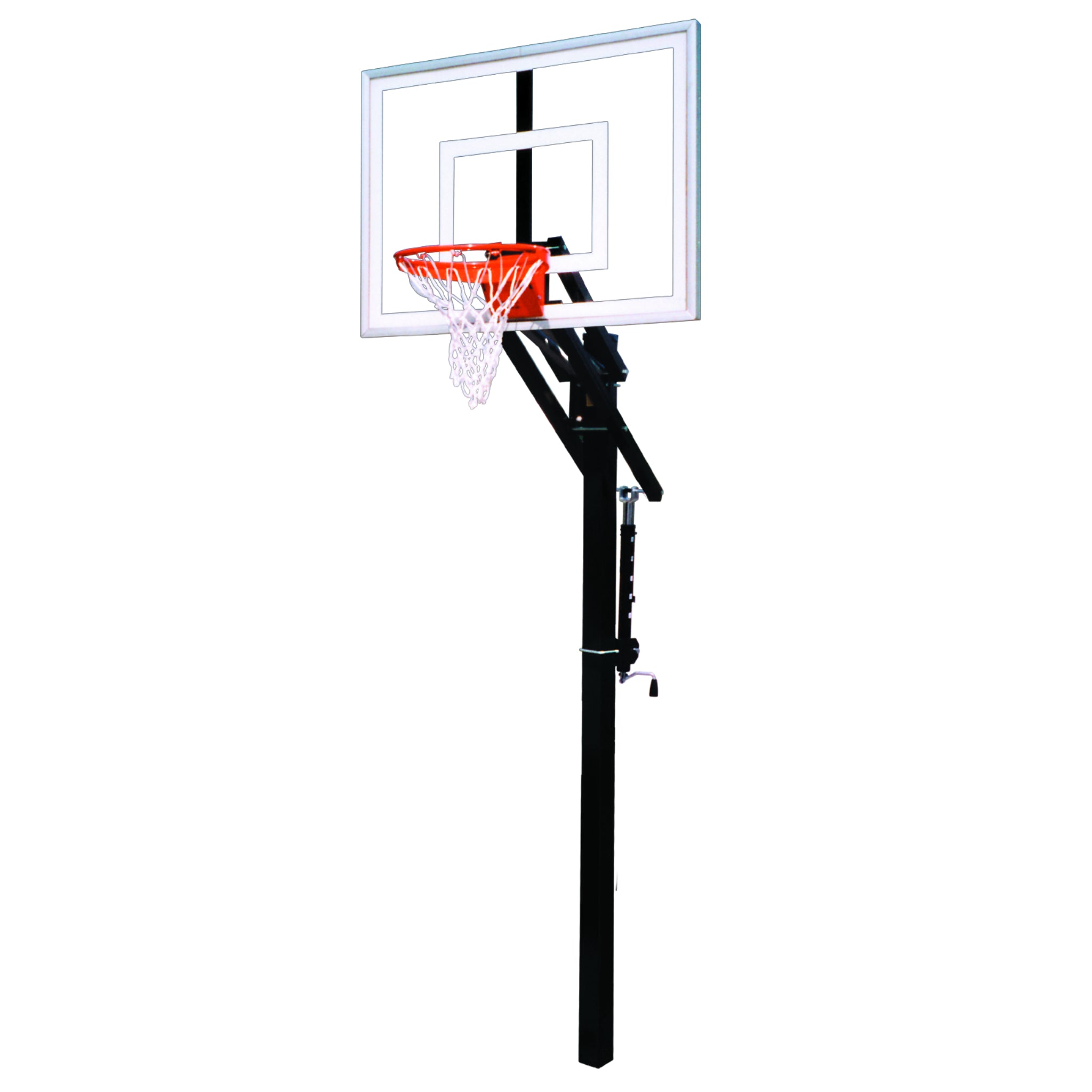 Adjustable in-ground basketball hoop steel post construction First Team Jam™