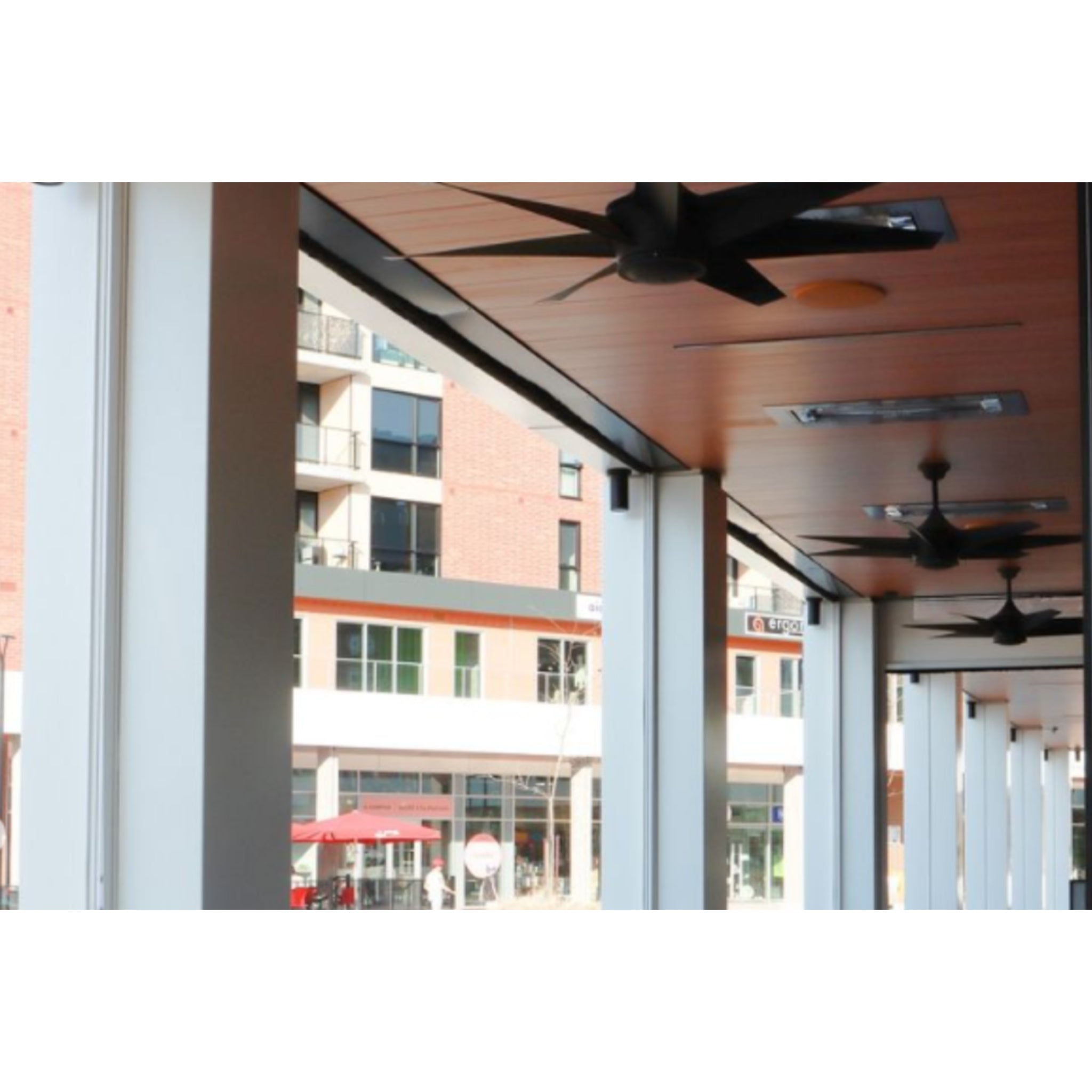Infratech WD Series patio heater installed in a commercial hospitality setting