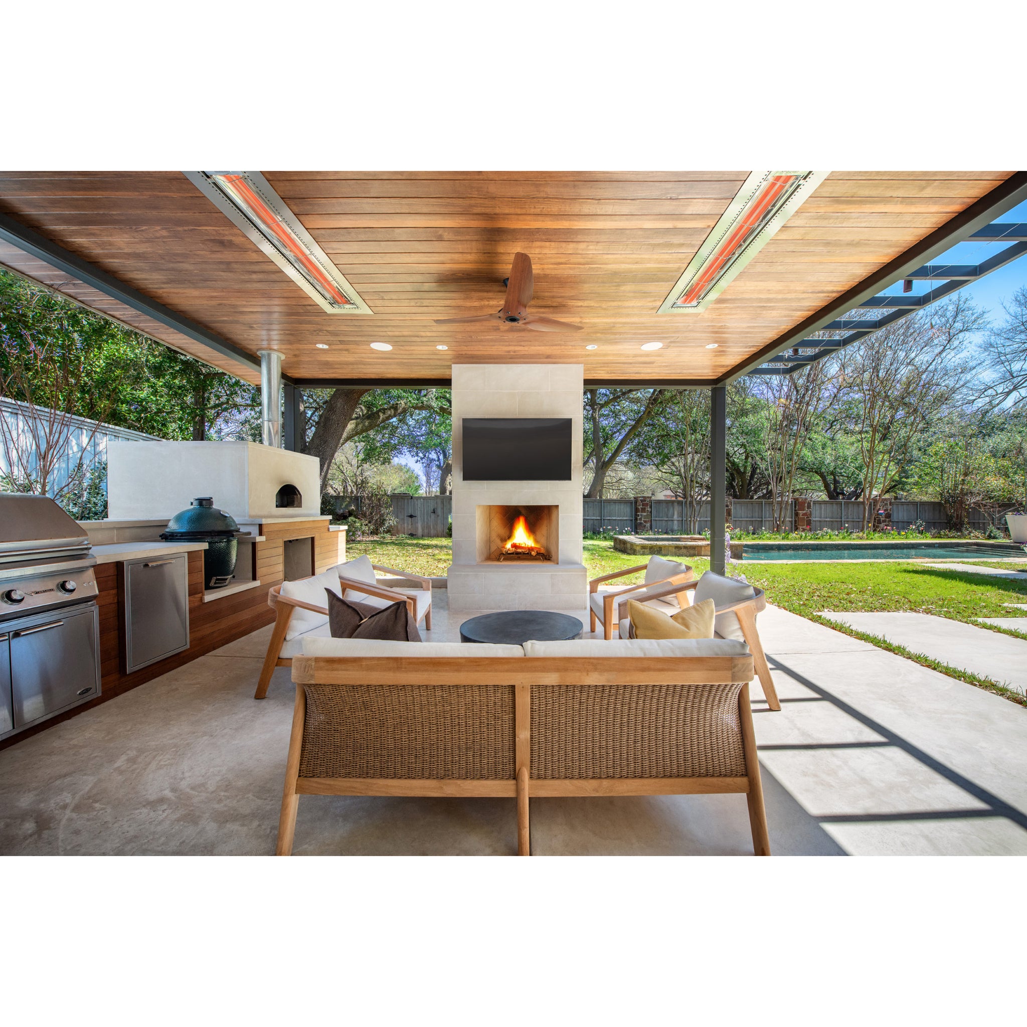 Infratech WD Series recessed mount infrared heater integrated into a finished ceiling