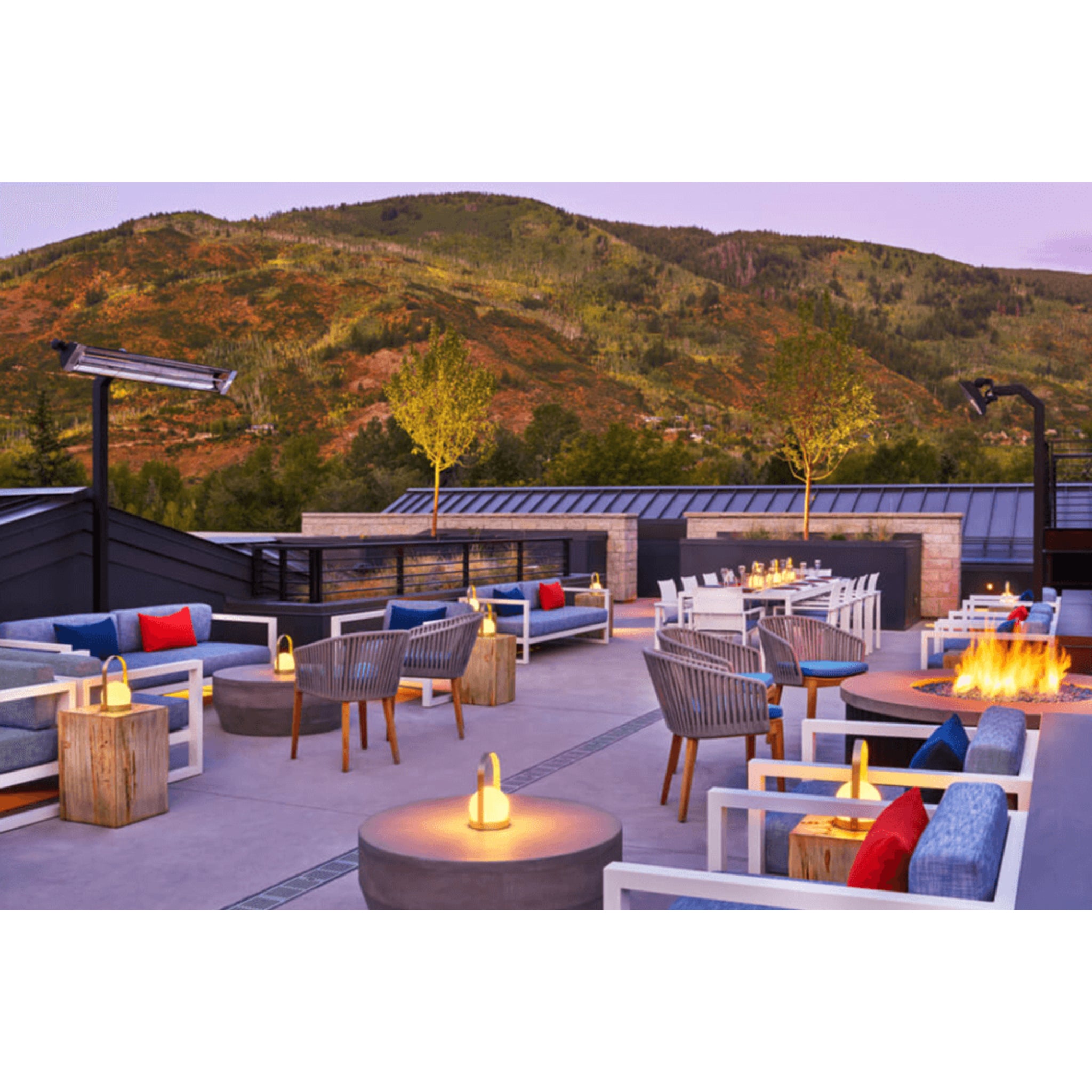 Infratech W Series single element patio heater warming a commercial dining terrace