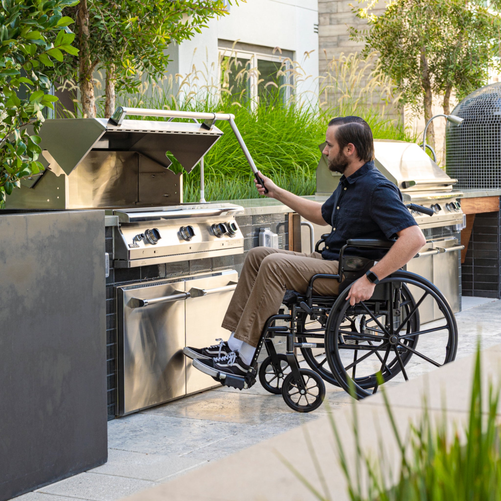 Accessibility lift-assist handle for PGS Legacy outdoor grill