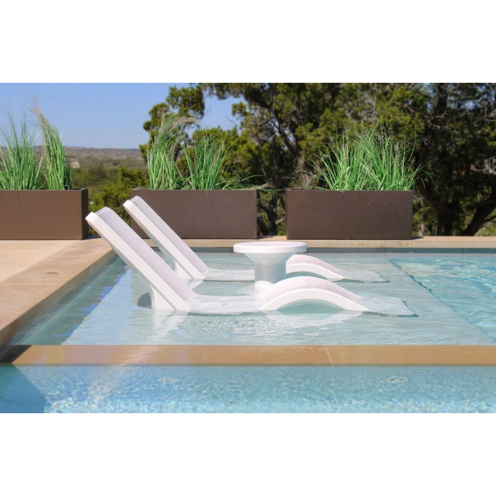 In pool chaise lounge chair with sleek modern design for luxury backyard pools