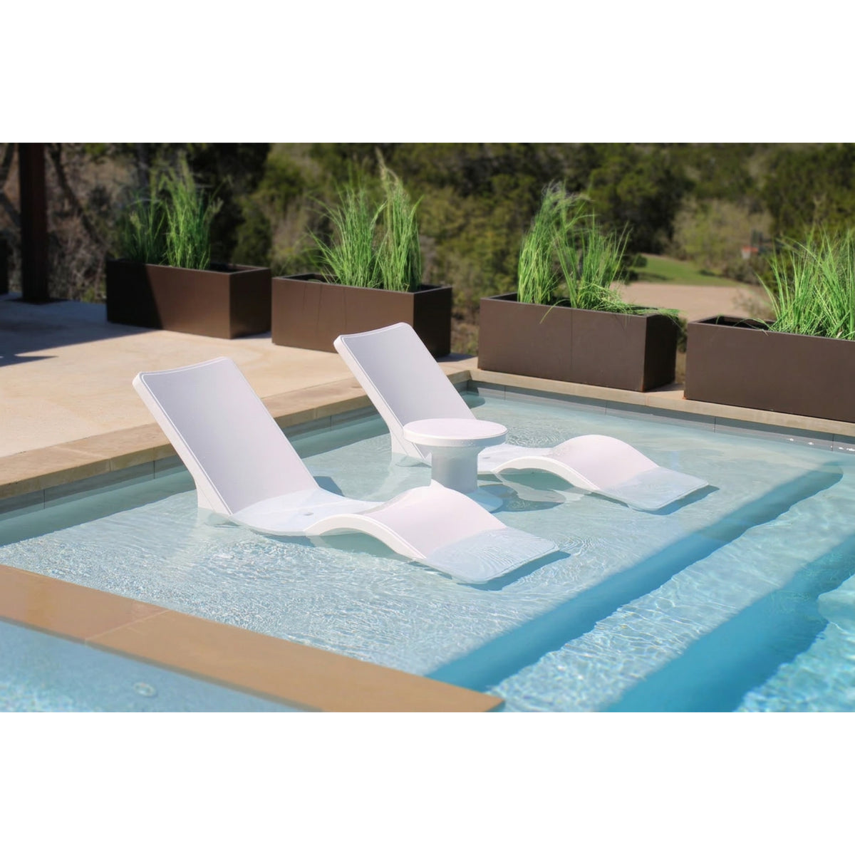 Minimalist pool chaise lounge for Baja shelf with ergonomic comfort and stability
