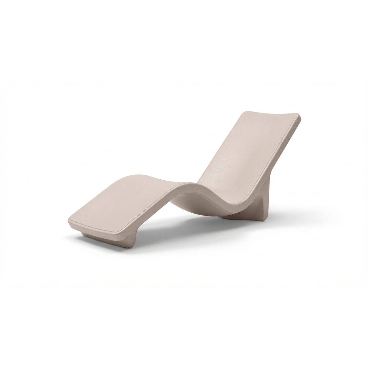 Tupelo Goods ergonomic Baja shelf chaise showing curved support design in Sandstone color