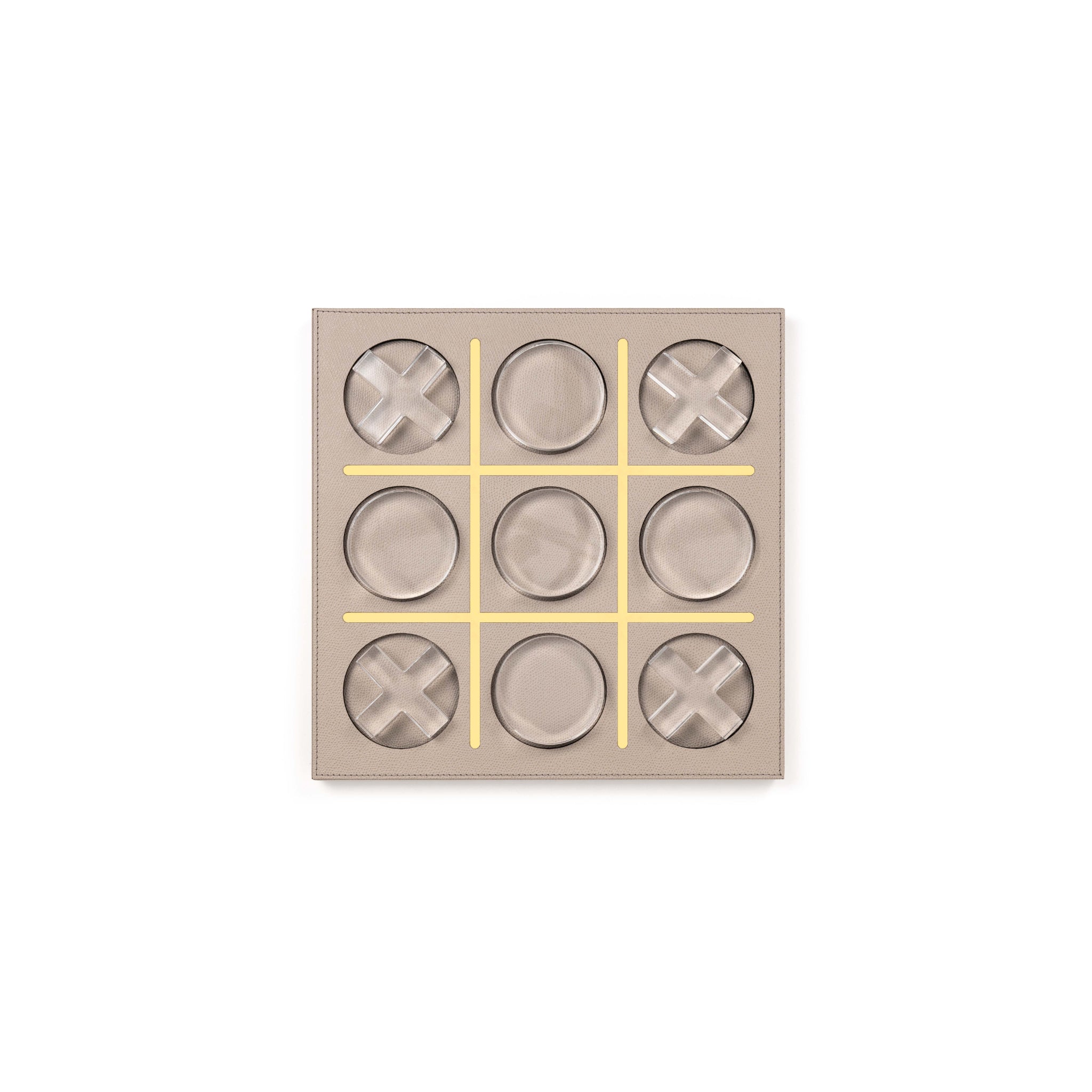 Premium tic tac toe set with Italian leather board and acrylic pieces