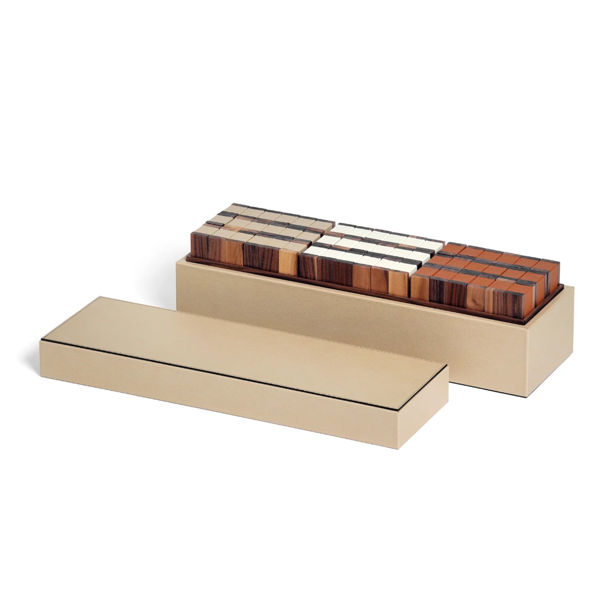 Pisa Tower Game Set in Italian Leather & Walnut Wood | Pinetti Collection - Pisa Tower Game - Pinetti