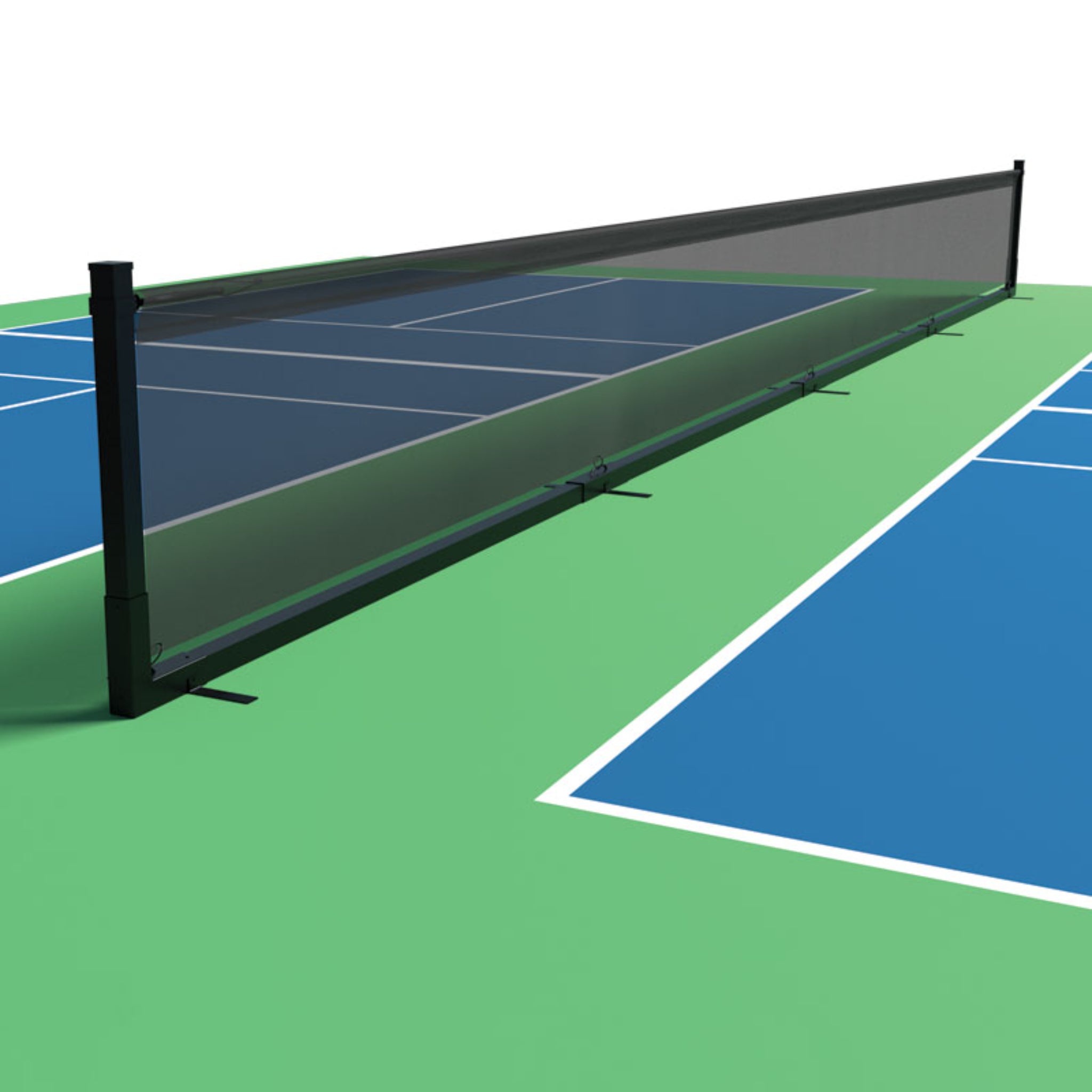 Multi court pickleball facility divider system movable barrier for indoor play
