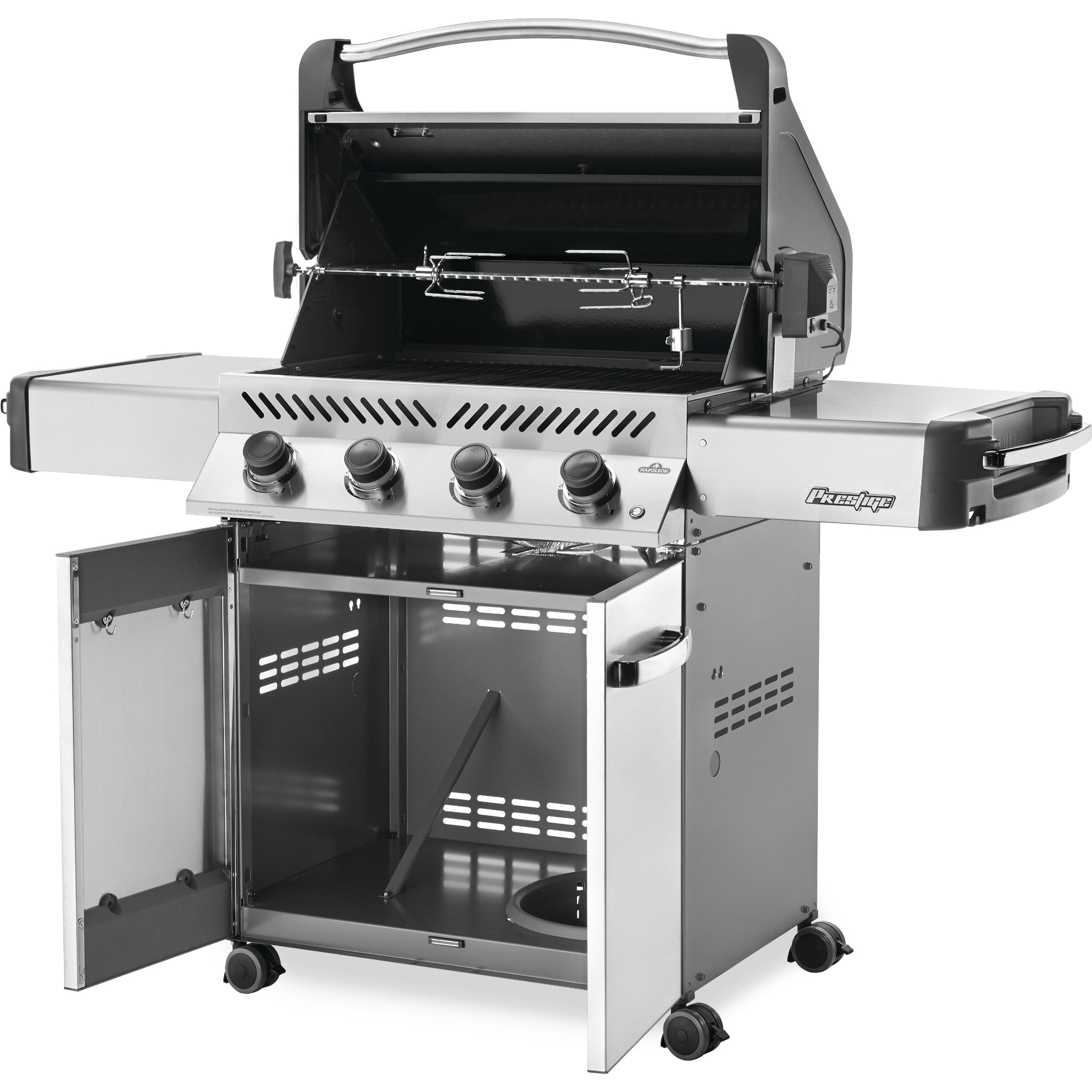 Stainless steel Napoleon Prestige 500 grill with infrared sear station