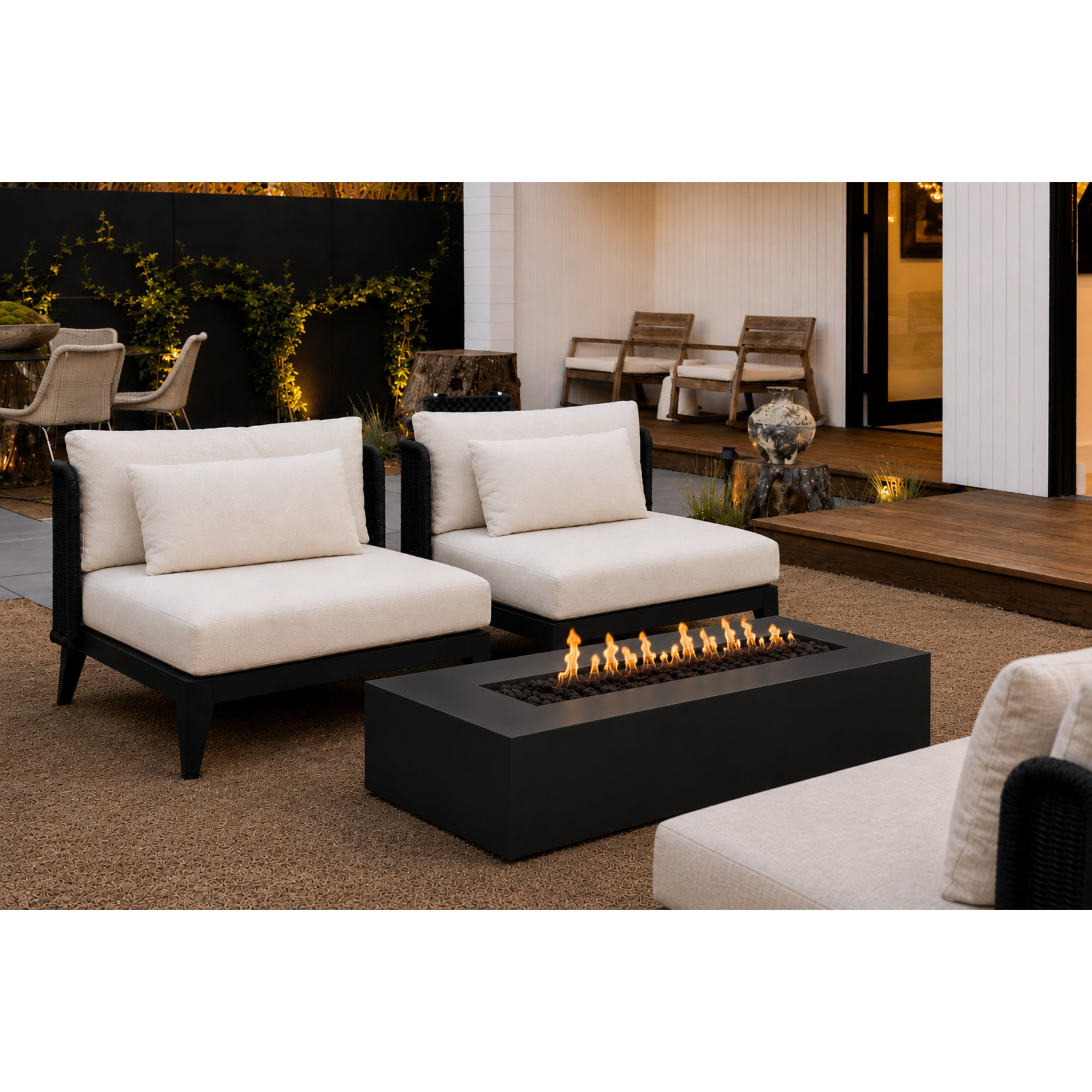 Regal 48" Rectangular Gas fire pit in black