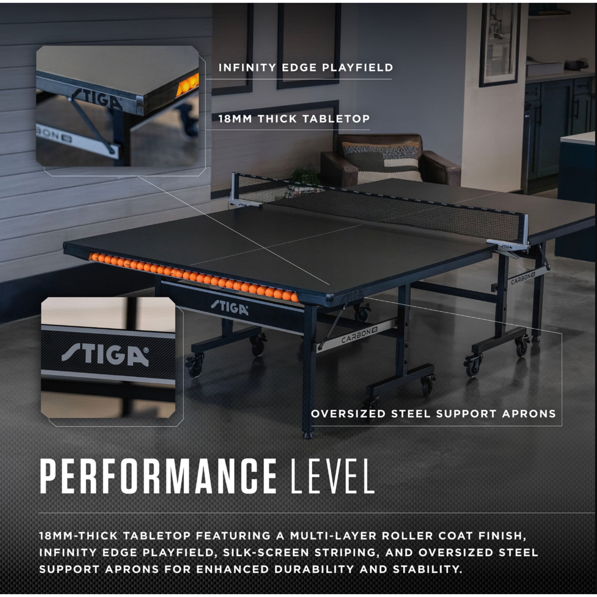 STIGA Carbon18 Indoor Table Tennis Table - Table Tennis Table - STIGA