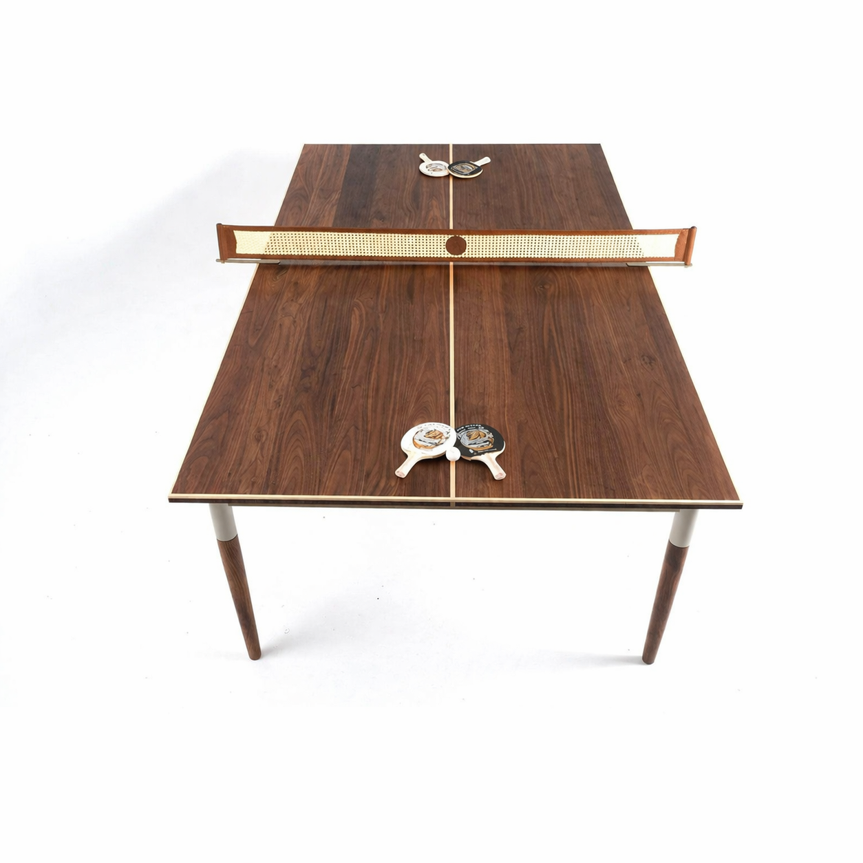 Pong Springs Table Tennis Table in walnut and white hammer