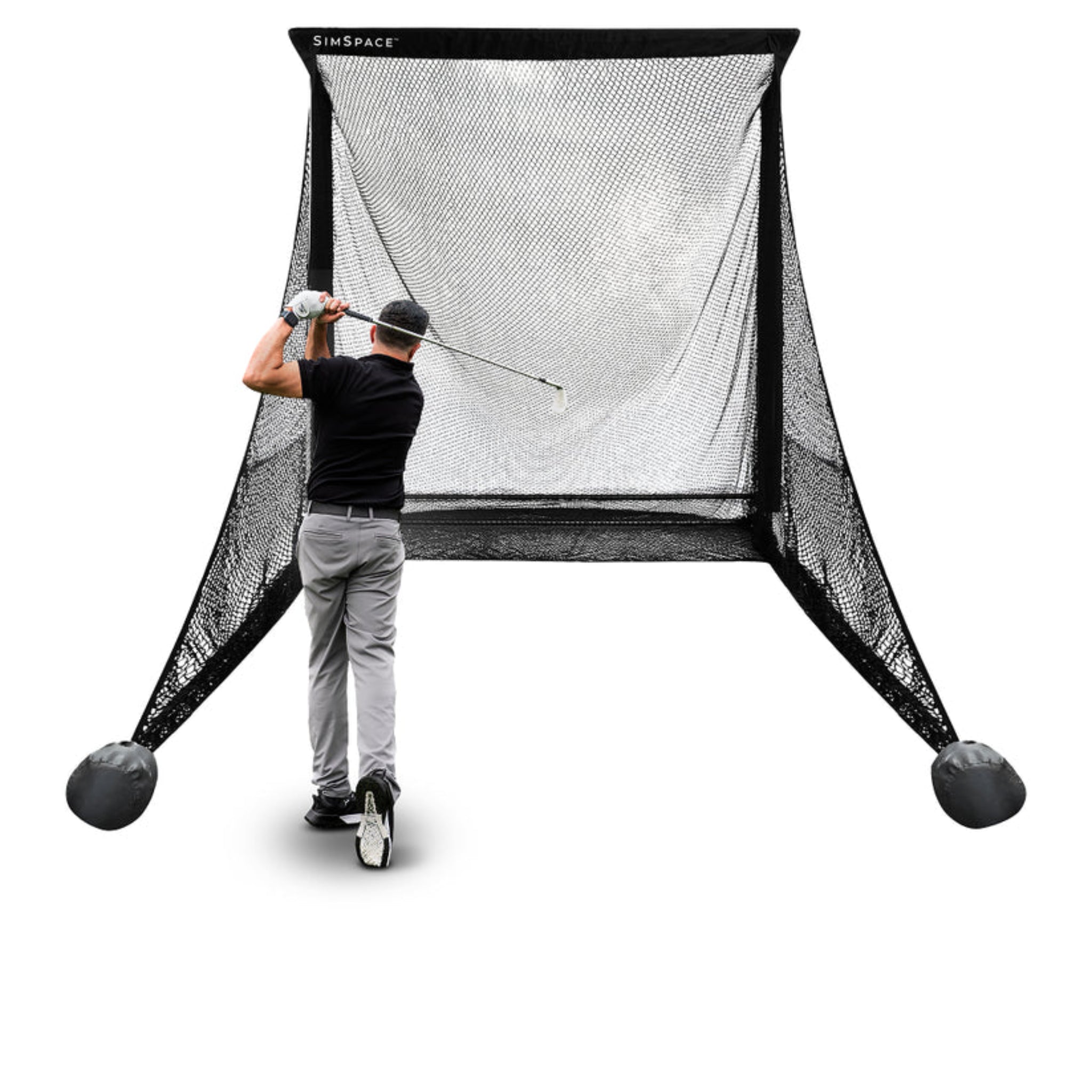 SimSpace Practice Net + Impact Screen for home golf simulator and indoor and outdoor golf practice