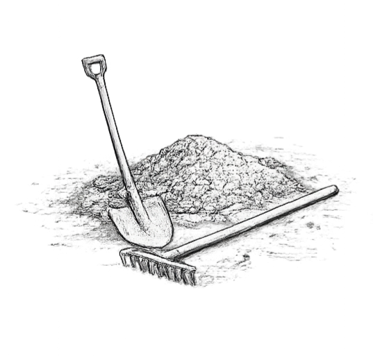 Sketch of prep work for DIY installation of outdoor putting green kit