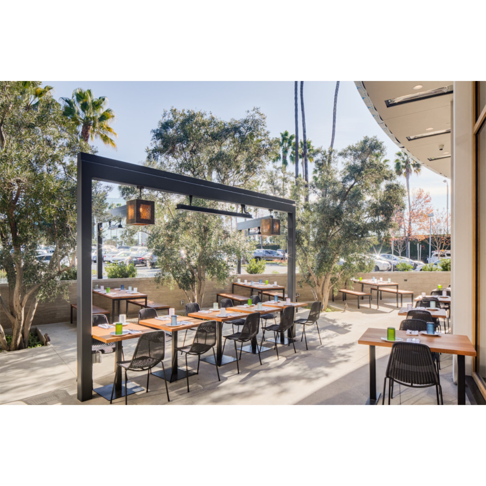 Infratech SL Series electric radiant heater installed in commercial hospitality space