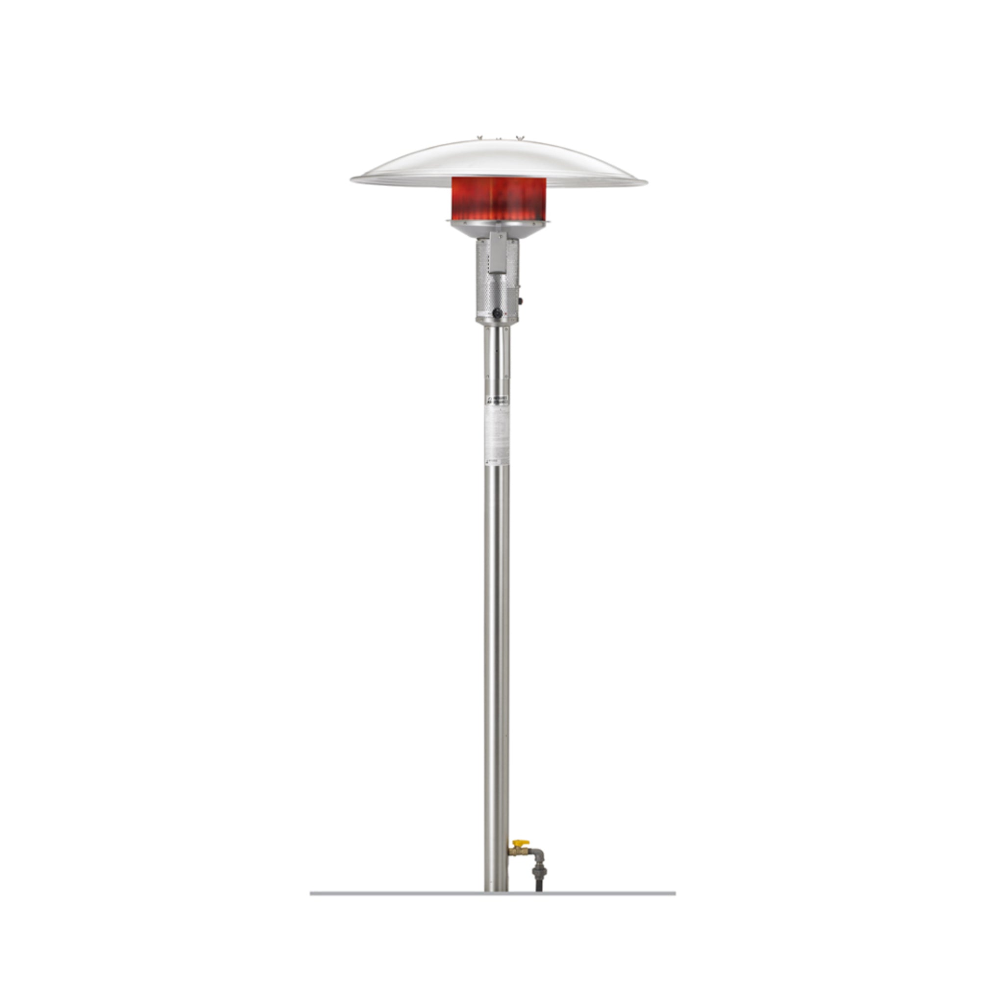 Sunglo post mounted natural gas patio heater with stainless steel finish
