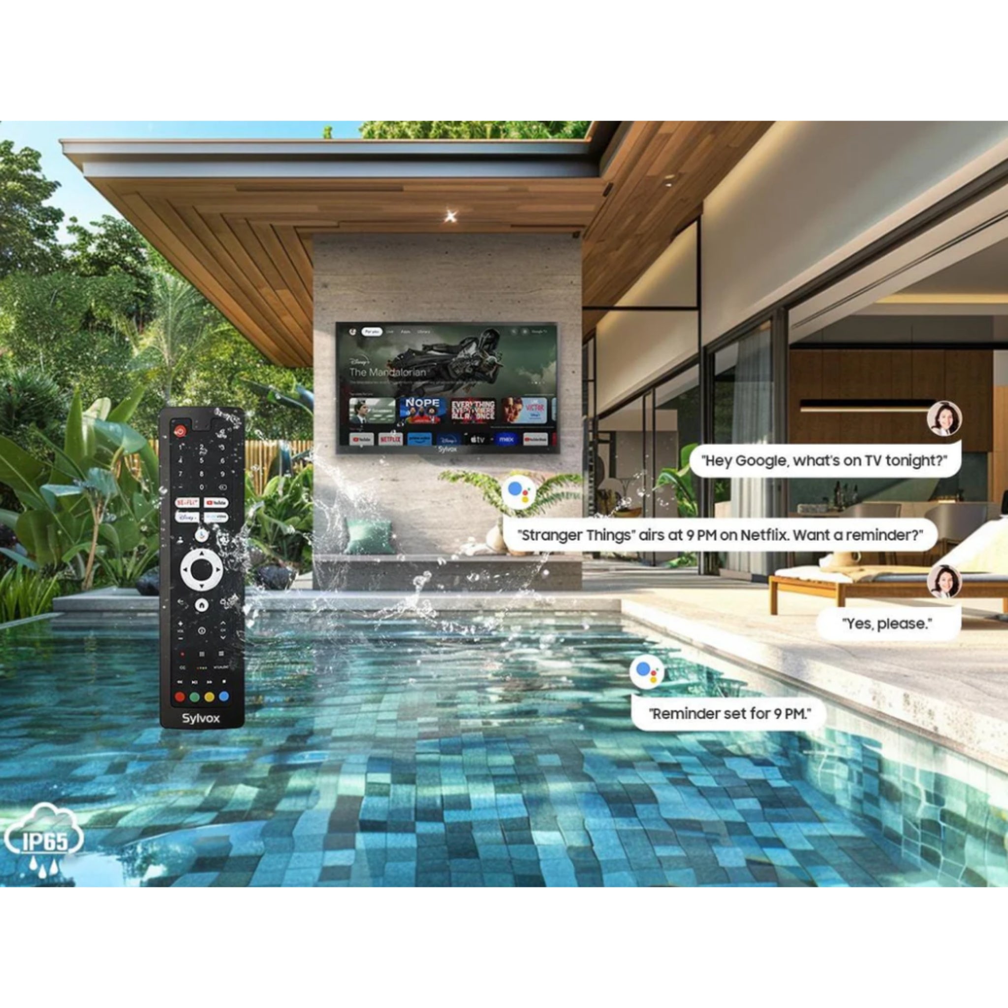 Sylvox 43" Outdoor Waterproof Google TV - Pool Pro 2.0 | Full Sun Collection - Outdoor TV - Sylvox