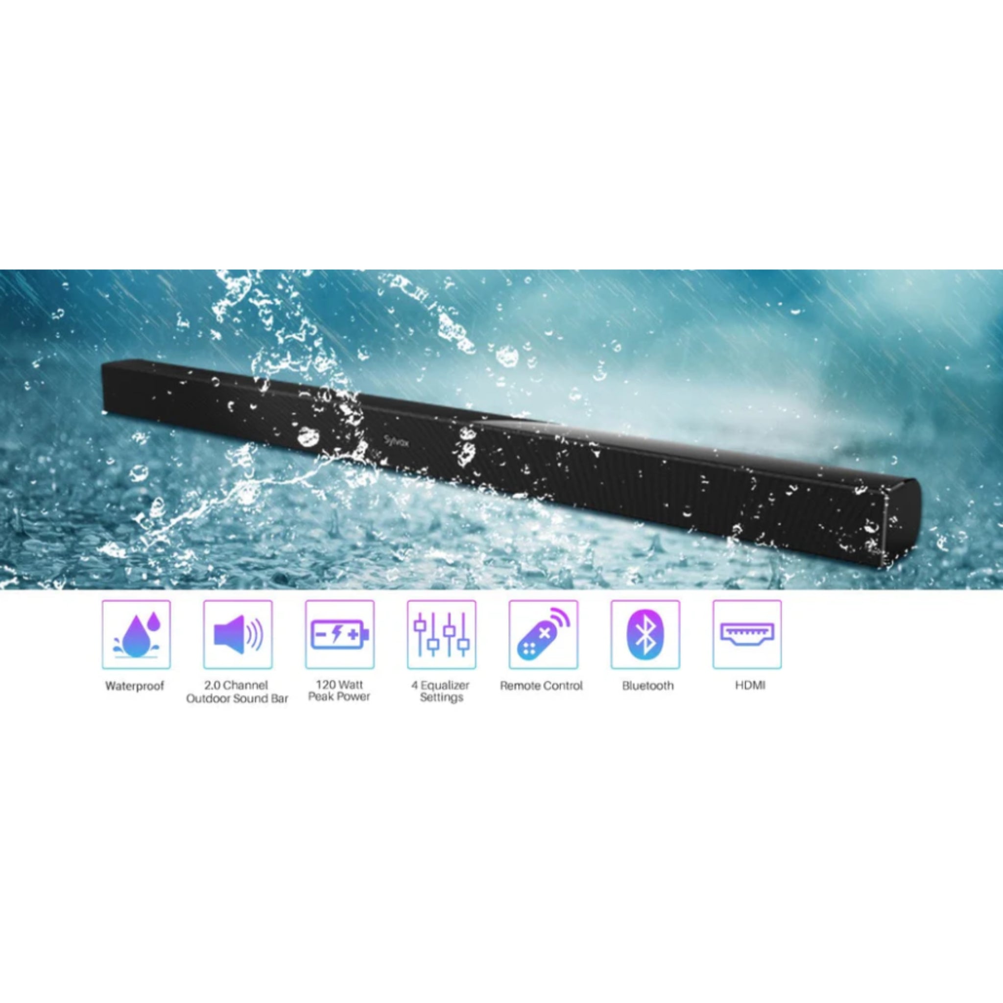 Sylvox Outdoor Pro Bluetooth 2.0 Waterproof Soundbar - Outdoor Speaker - Sylvox