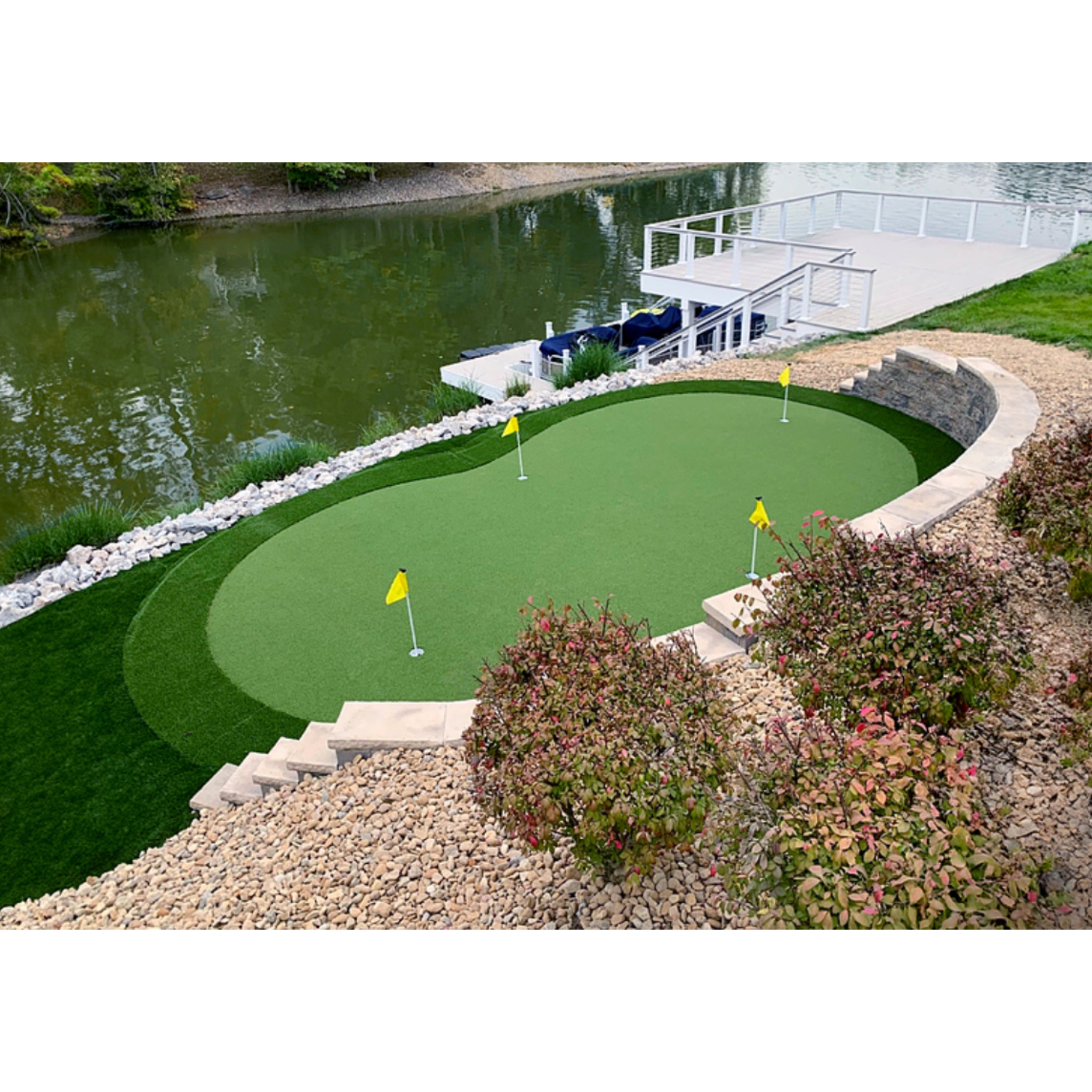 The Monterey Outdoor Putting Green, DIY Kit 18 feet by 28 feet, 504 sq. ft., backyard putting green lakeside