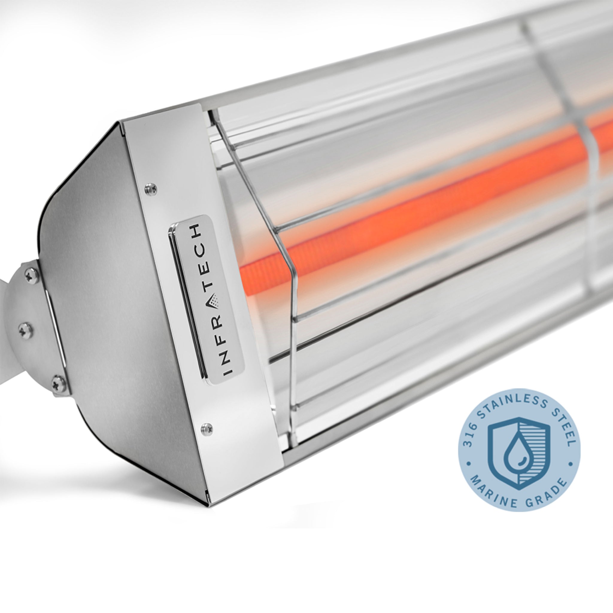 Infratech W26 electric patio heater in marine grade stainless steel