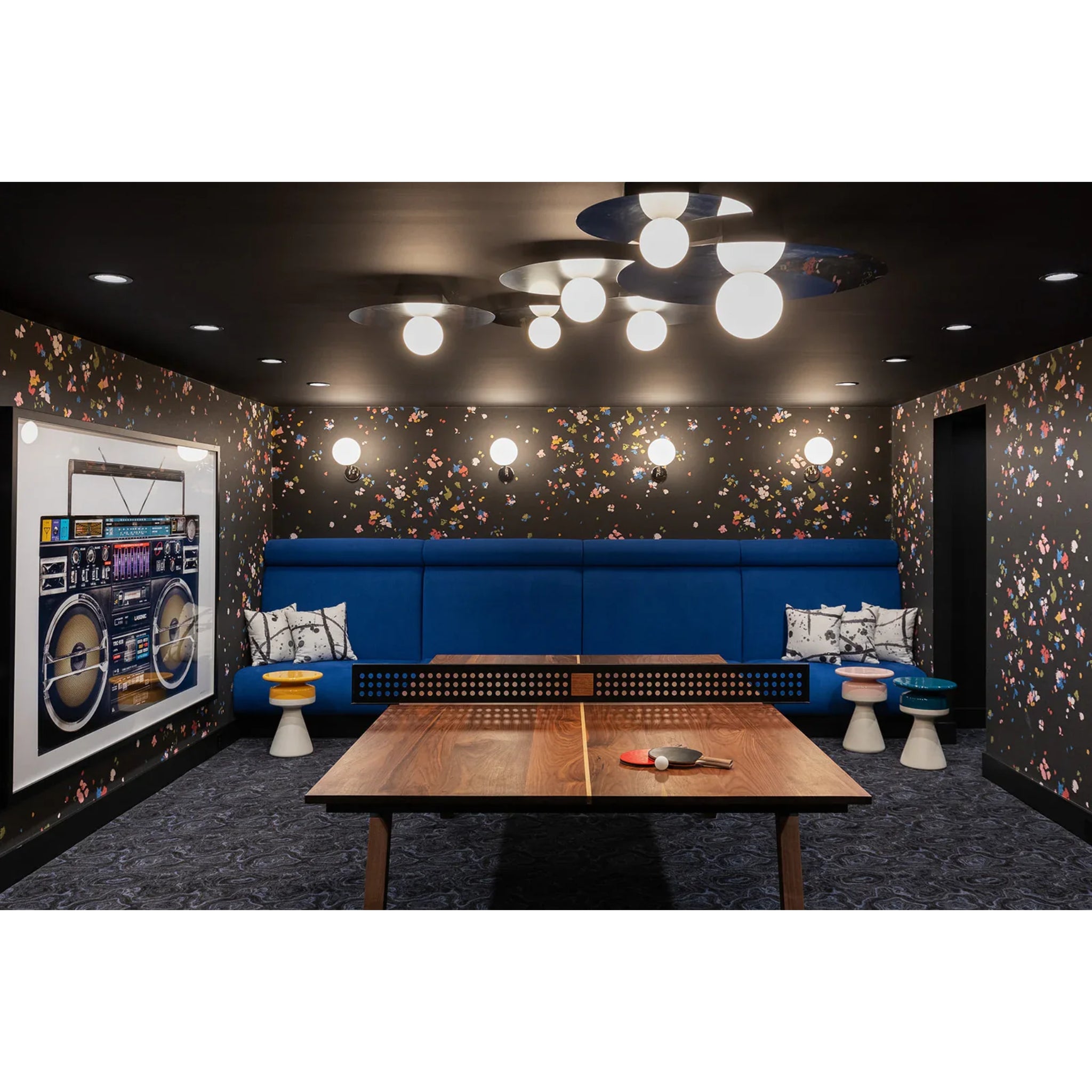Woolsey ping pong table styled in game room