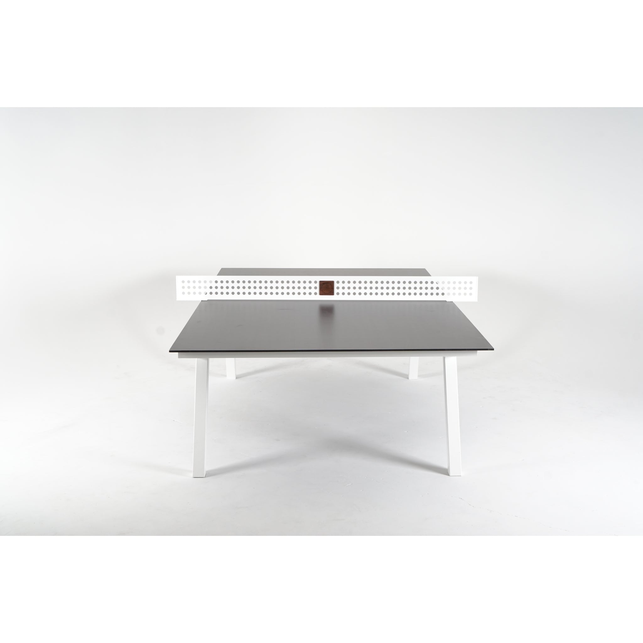 Outdoor ping pong table with Formica compact surface and powder coated steel base