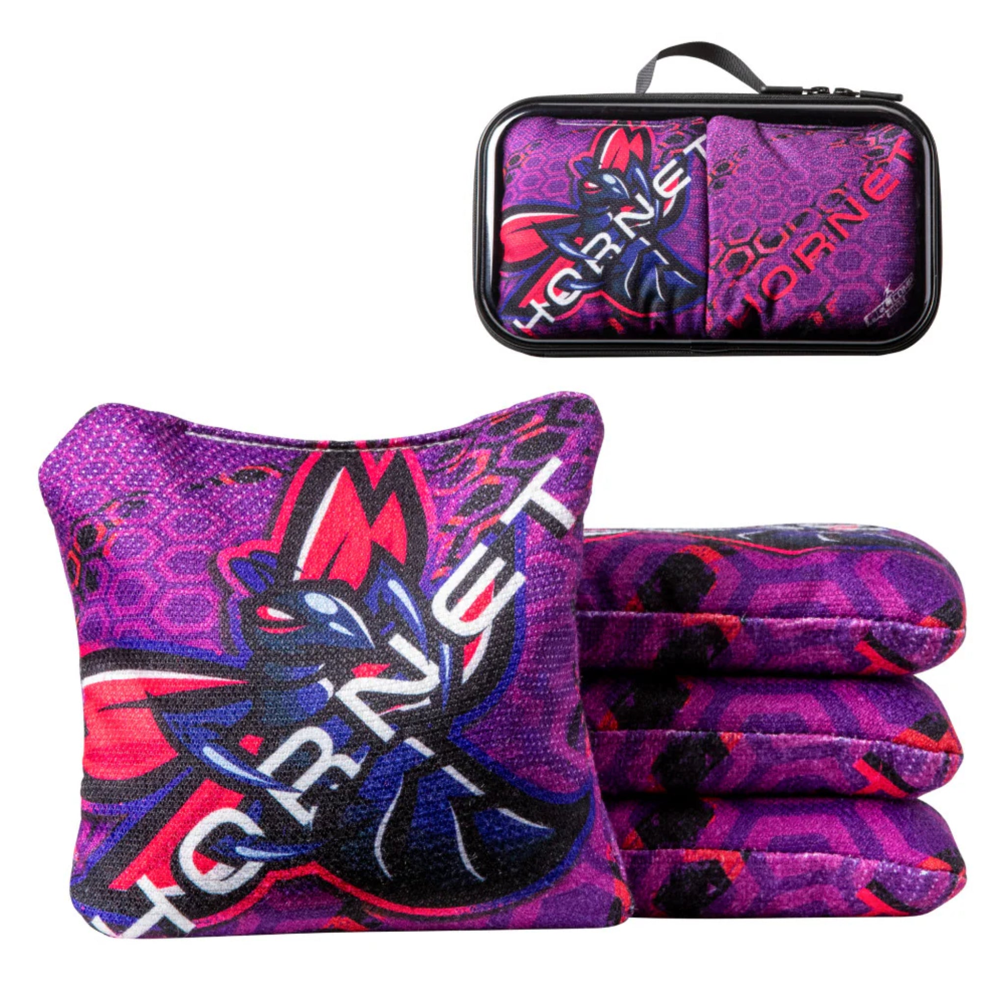 ACL Comp Hornet cornhole bags indigo purple 4 pack with carry case