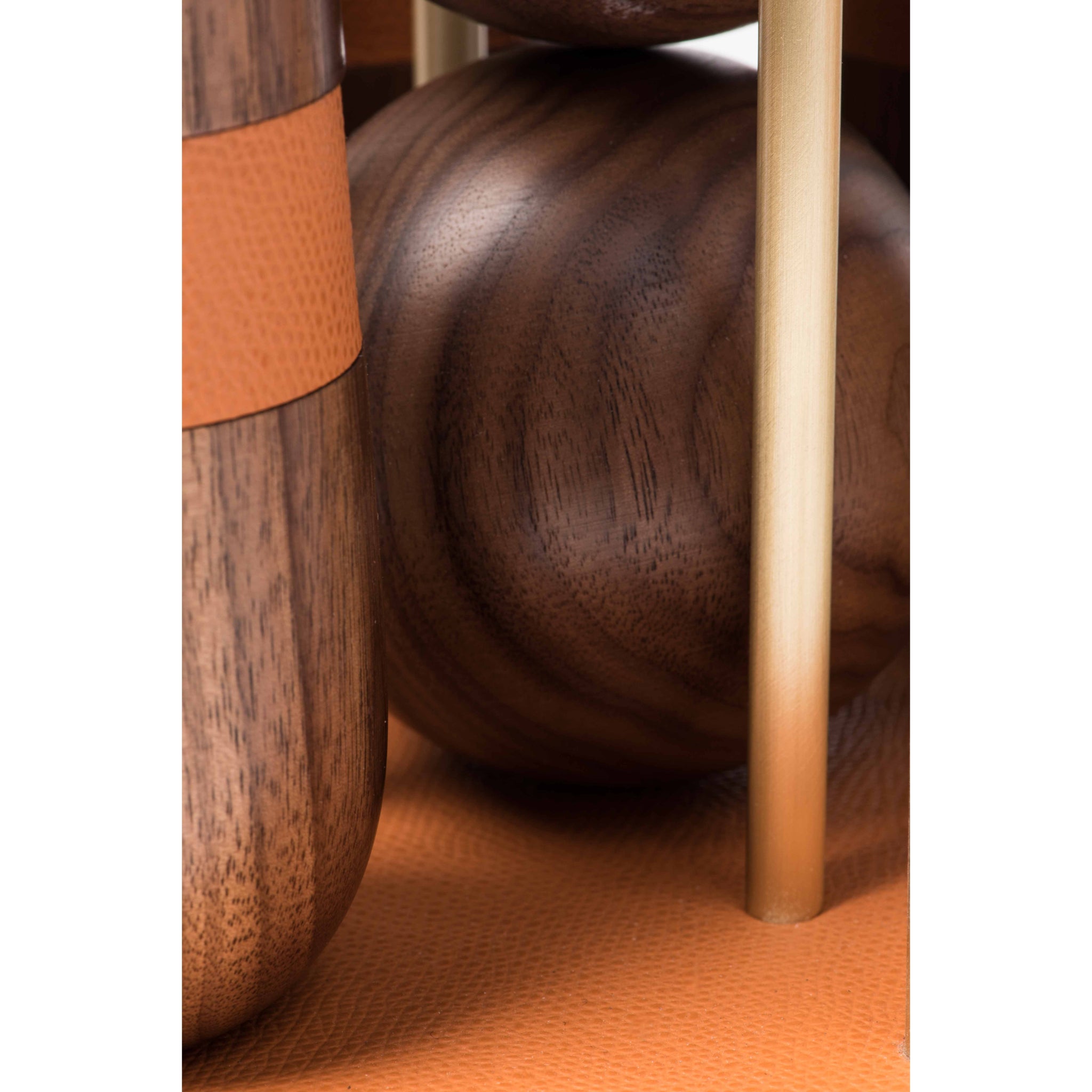 Luxury Bowling Set in Canaletto Walnut & Italian Leather | Pinetti Collection