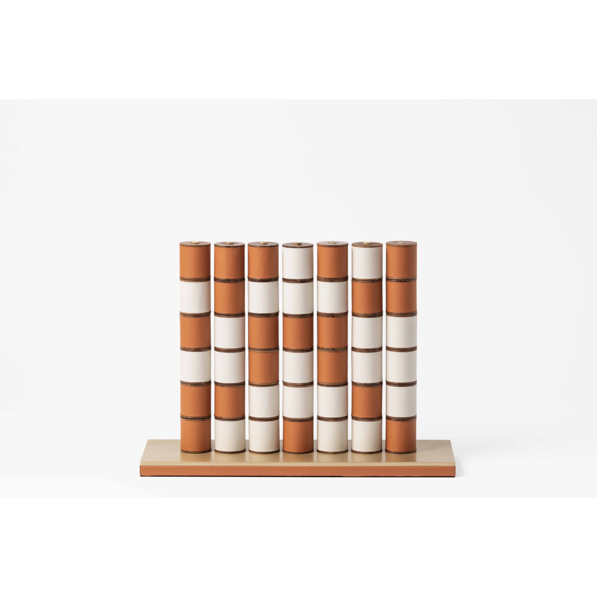 Connect Four Set in Italian Leather, Walnut Wood & Brass | Pinetti Collection