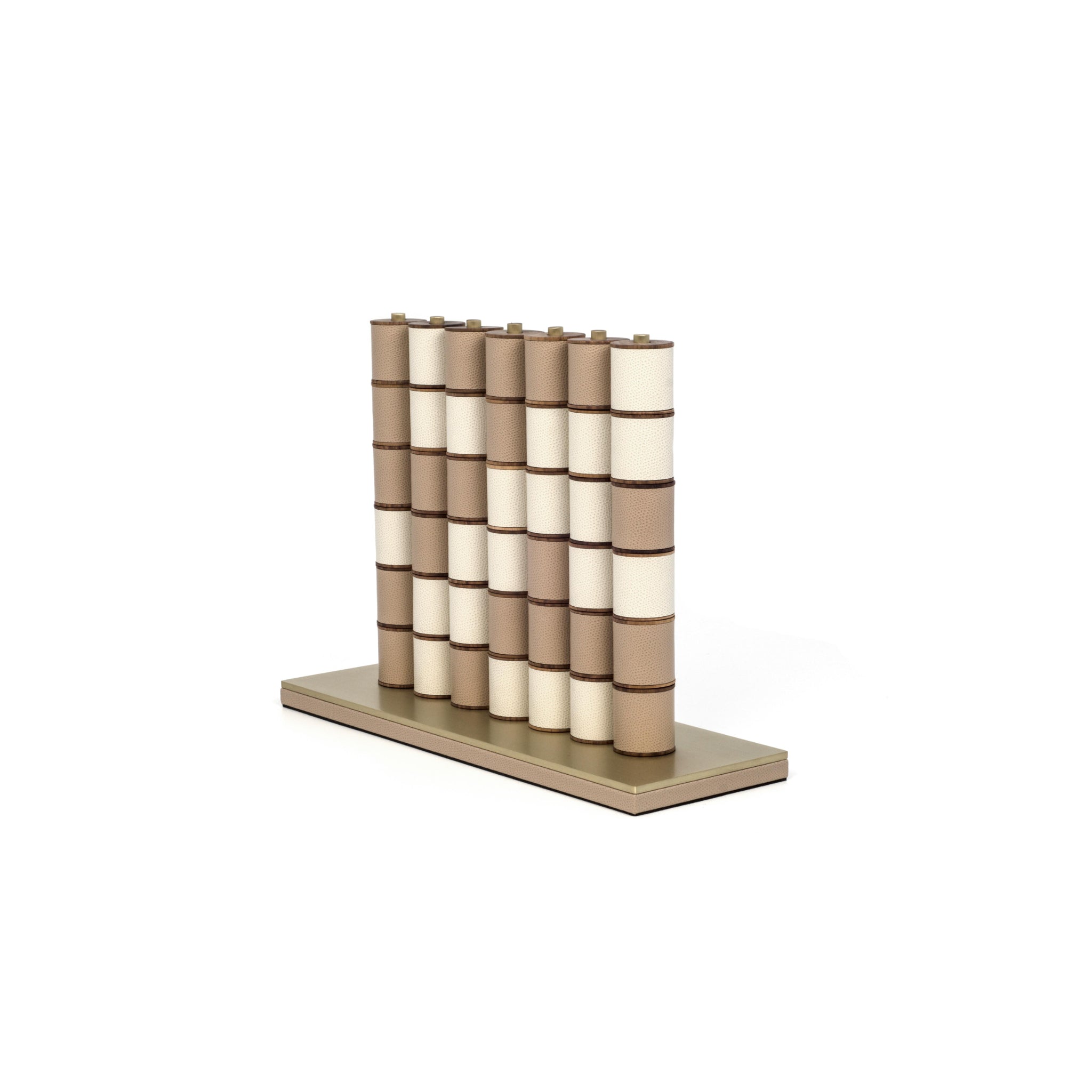 Connect Four Set in Italian Leather, Walnut Wood & Brass | Pinetti Collection